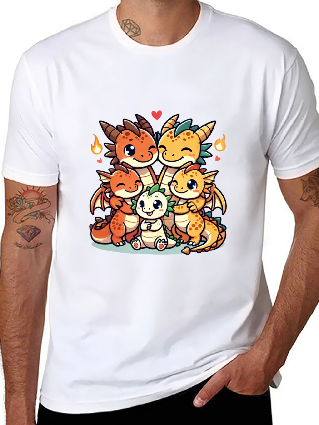 Cute Dragon Family Graphic T-Shirt