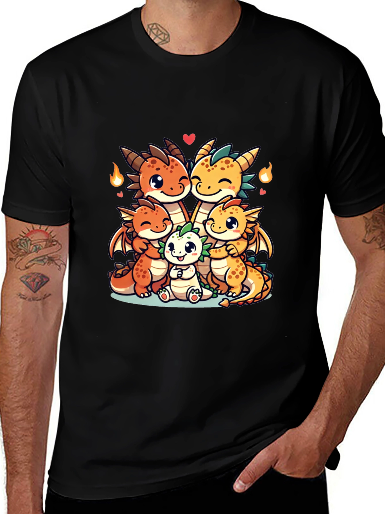 Cute Dragon Family Graphic T-Shirt