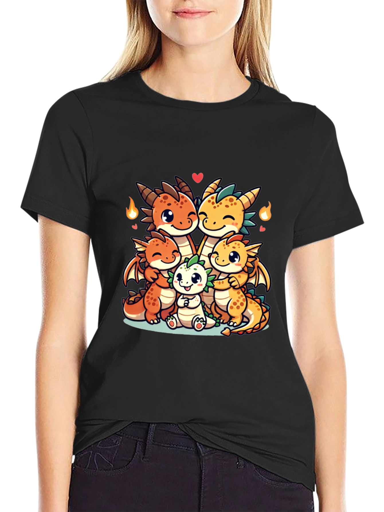 Cute Dragon Family Graphic T-Shirt