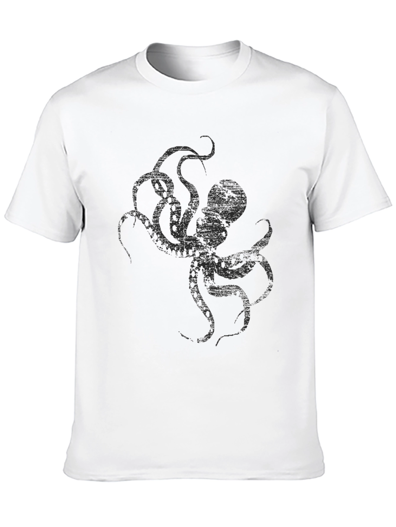 Mens Black Octopus Graphic T-Shirt