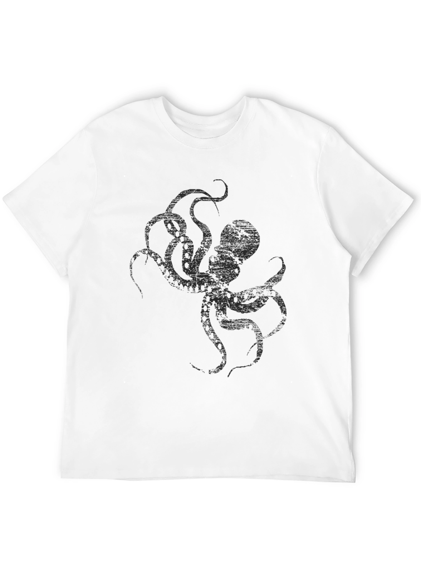 Mens Black Octopus Graphic T-Shirt