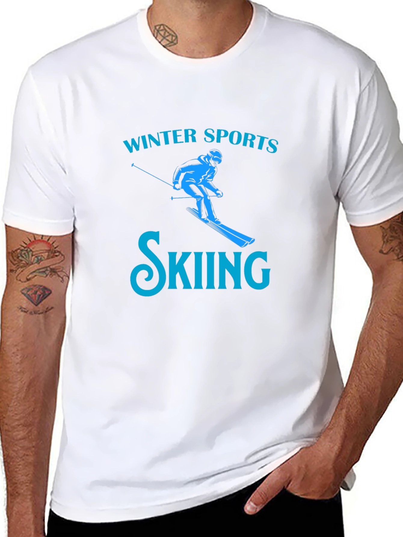 Winter Sports Skiing T-Shirt - Black