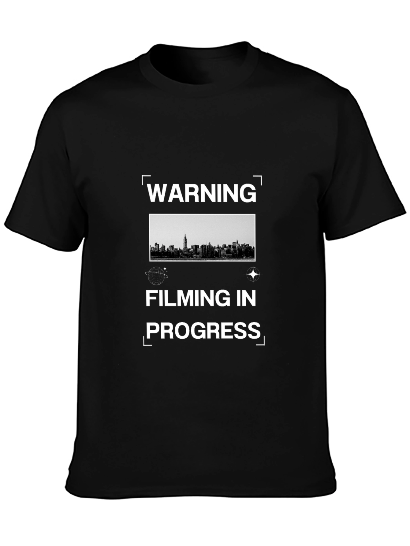 Warning Filming In Progress Black T-Shirt