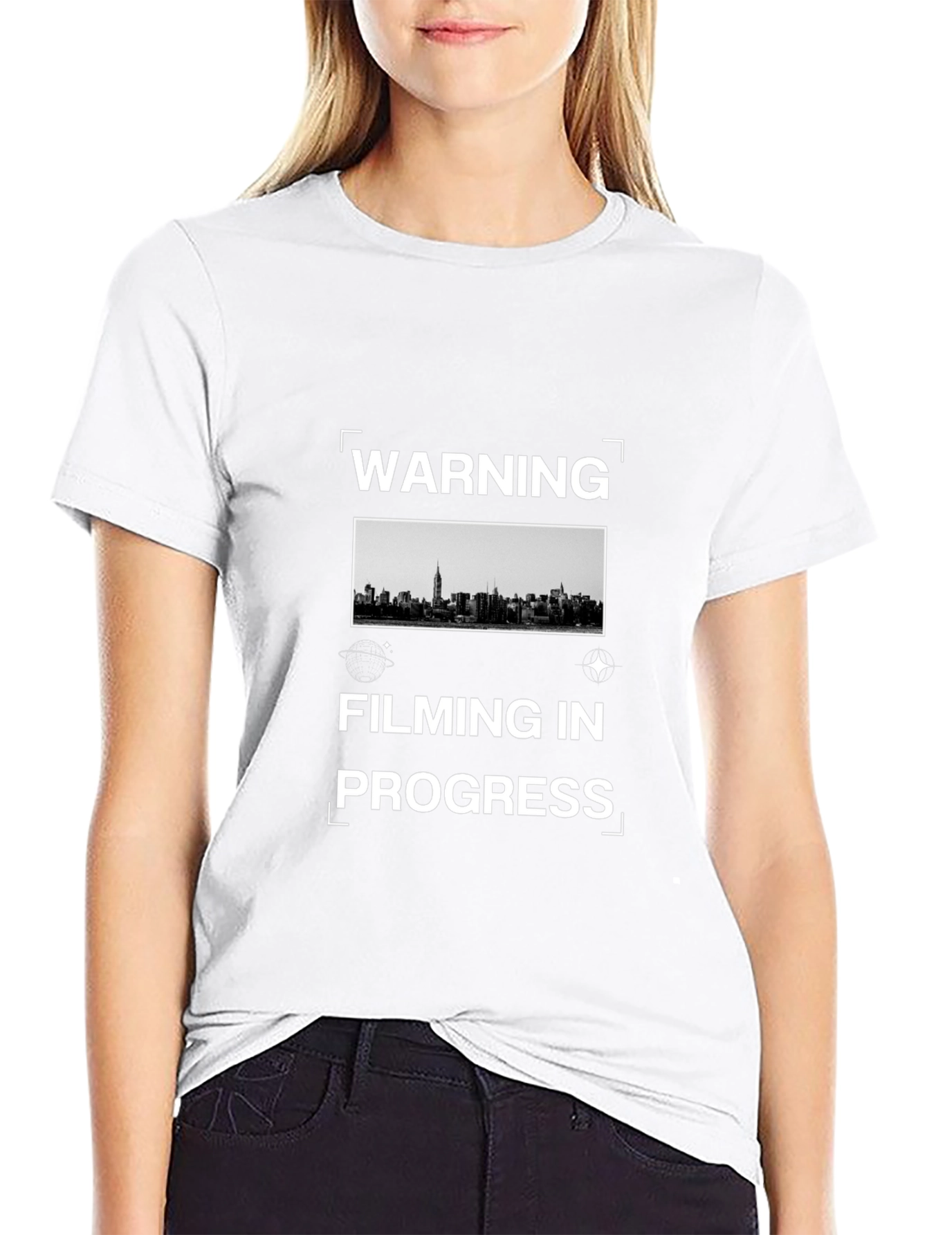 Warning Filming In Progress Black T-Shirt