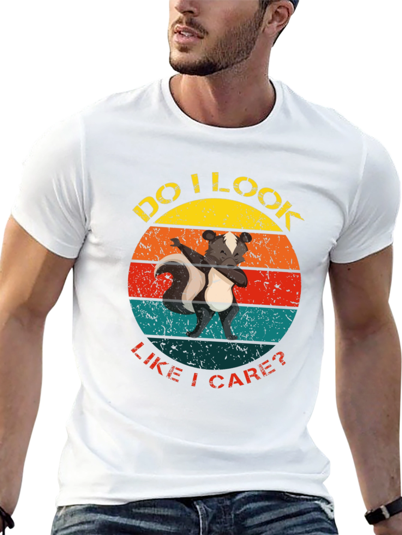 Skunk Dab Funny T-Shirt Retro Circle Design