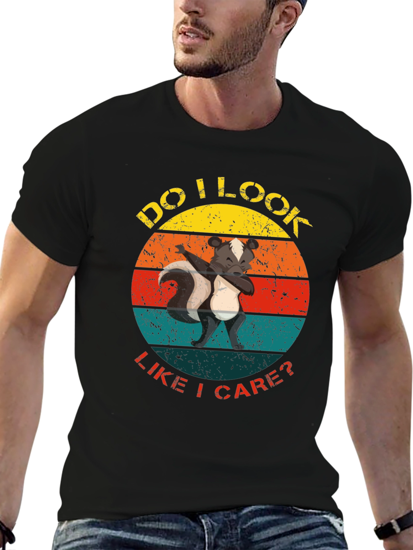 Skunk Dab Funny T-Shirt Retro Circle Design
