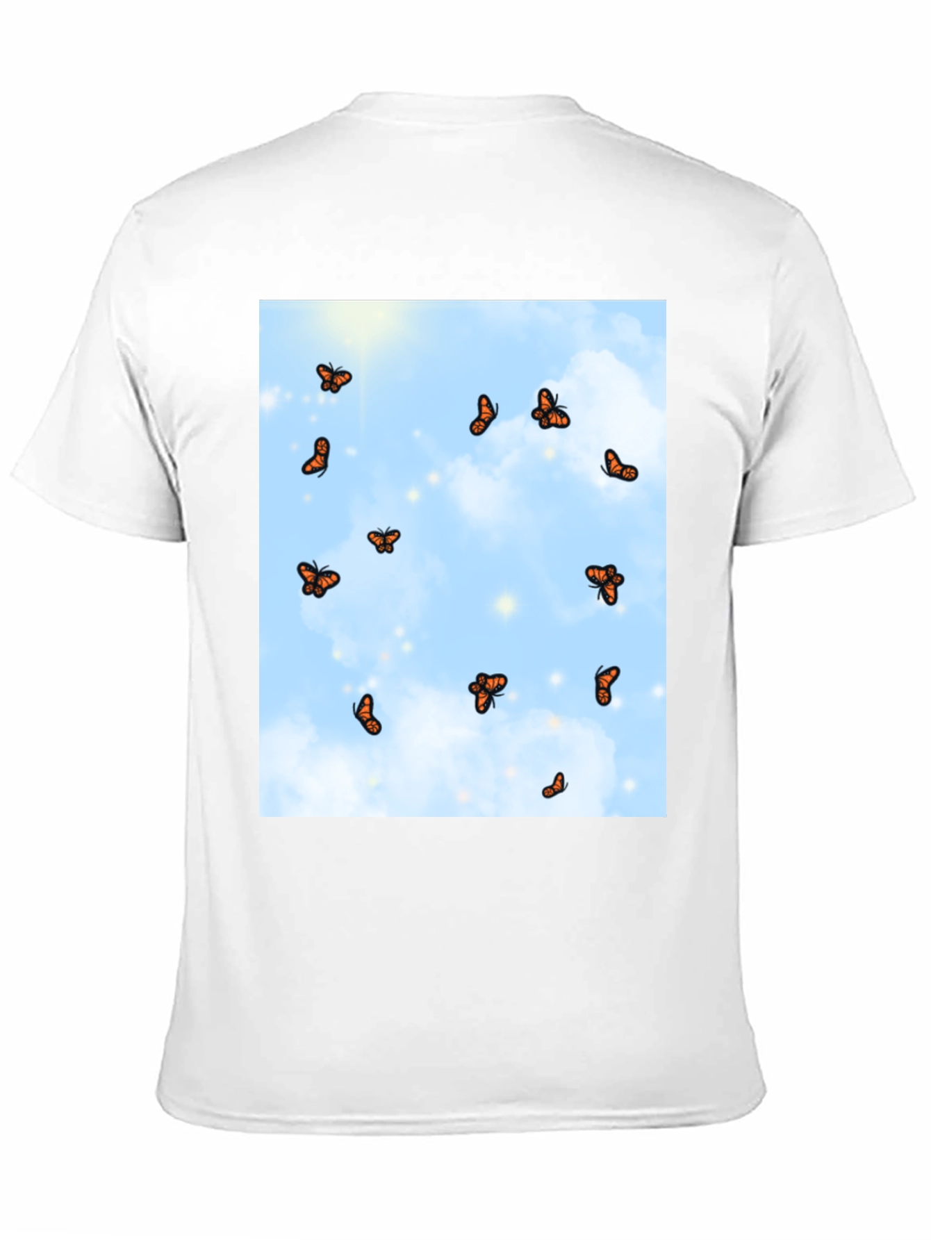 Butterfly Sky Print Black T-Shirt