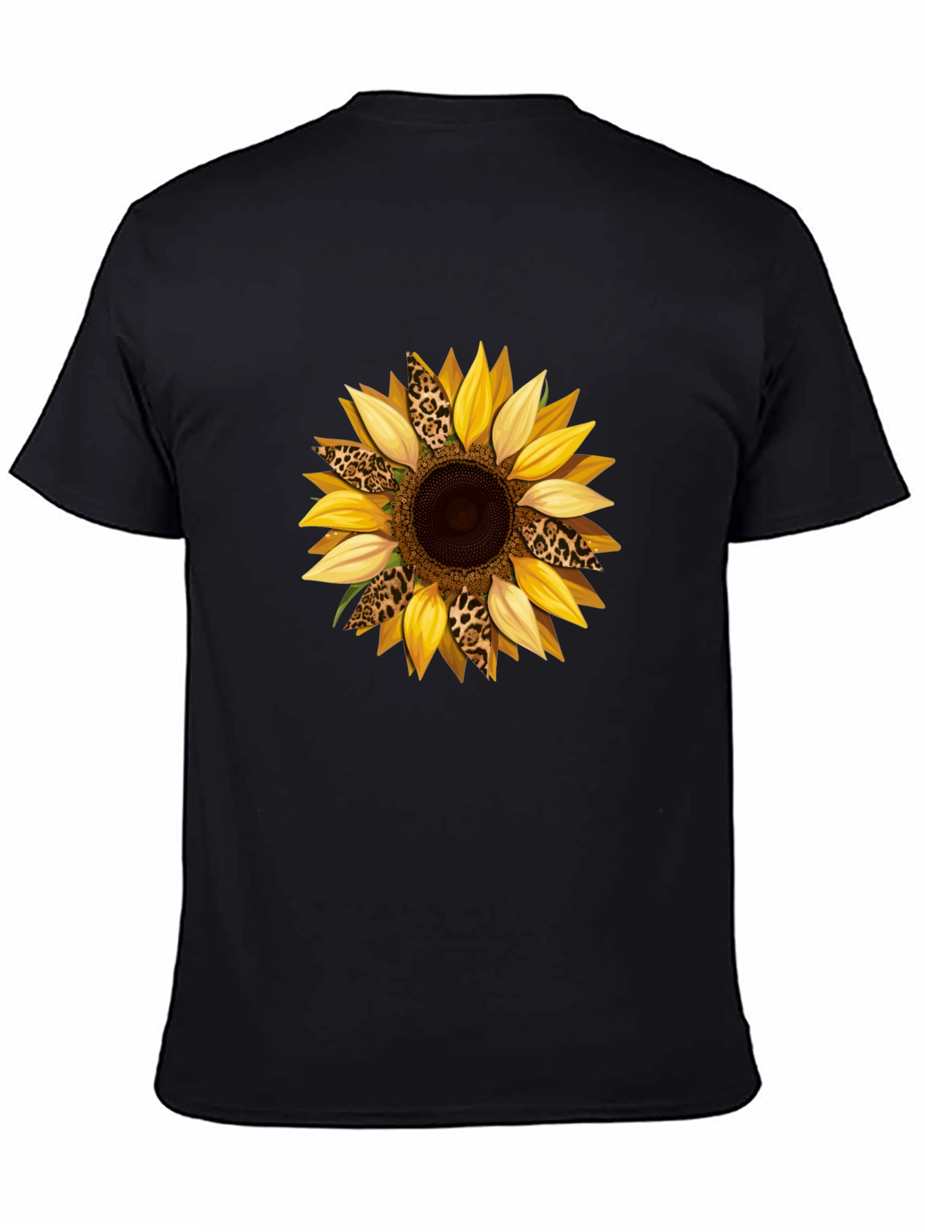 Sunflower Leopard Print Graphic T-Shirt - Black