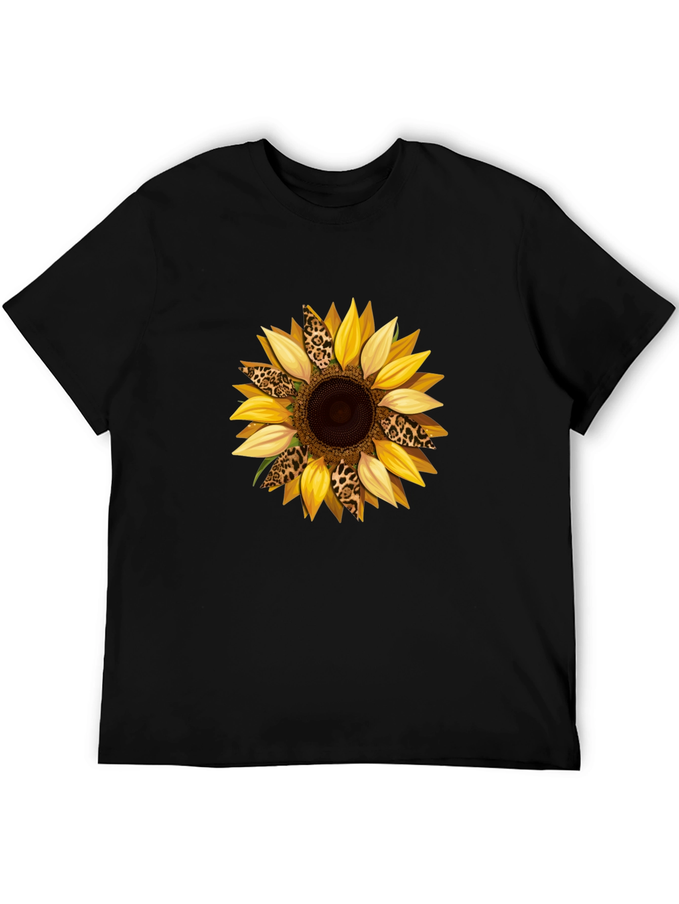 Sunflower Leopard Print Graphic T-Shirt - Black