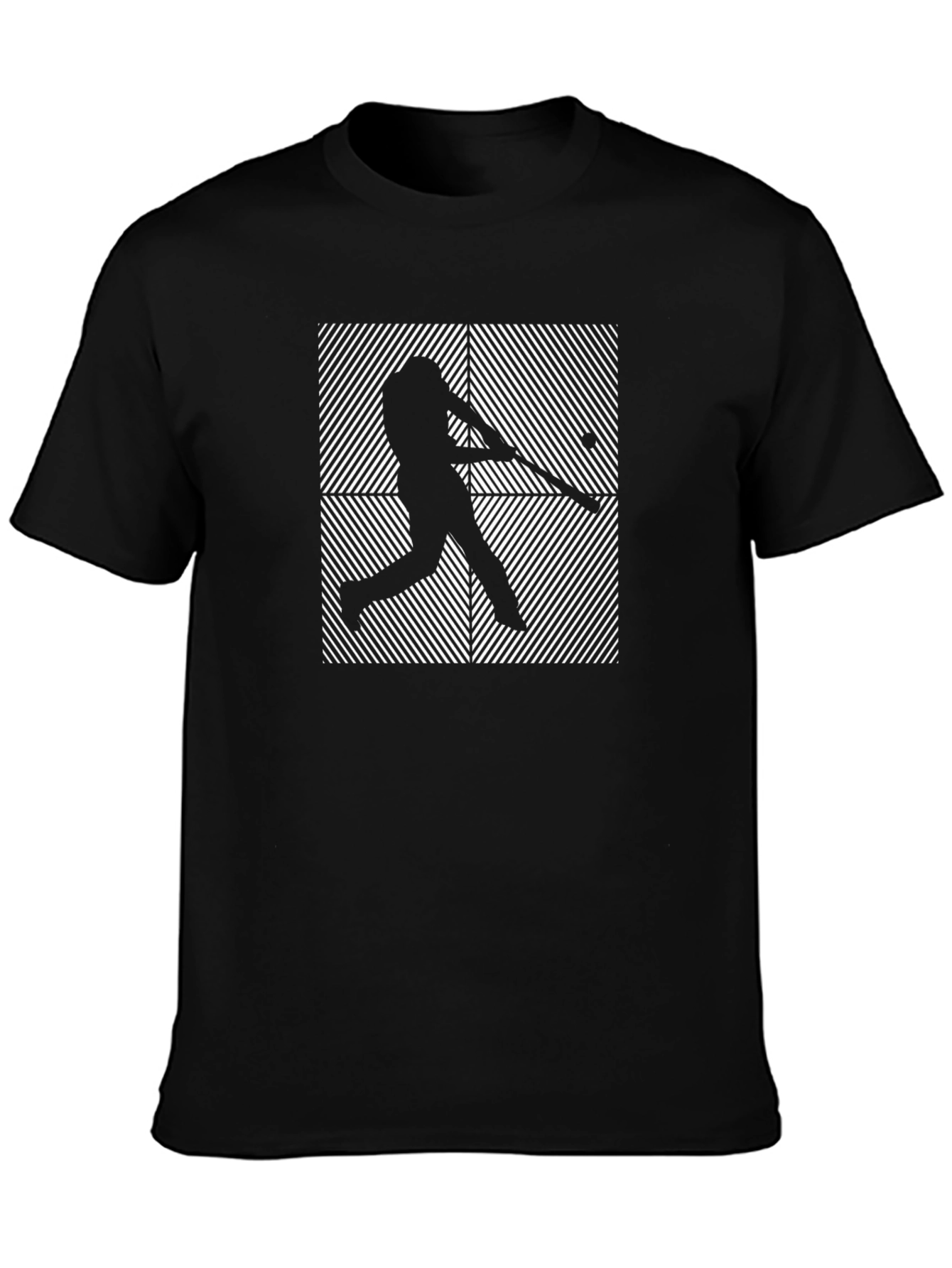 Baseball Player Graphic Print T-Shirt - Black