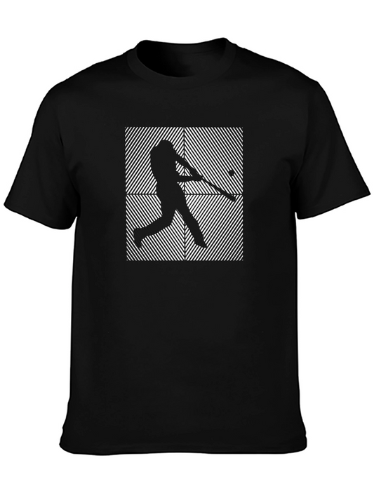 Baseball Player Graphic Print T-Shirt - Black
