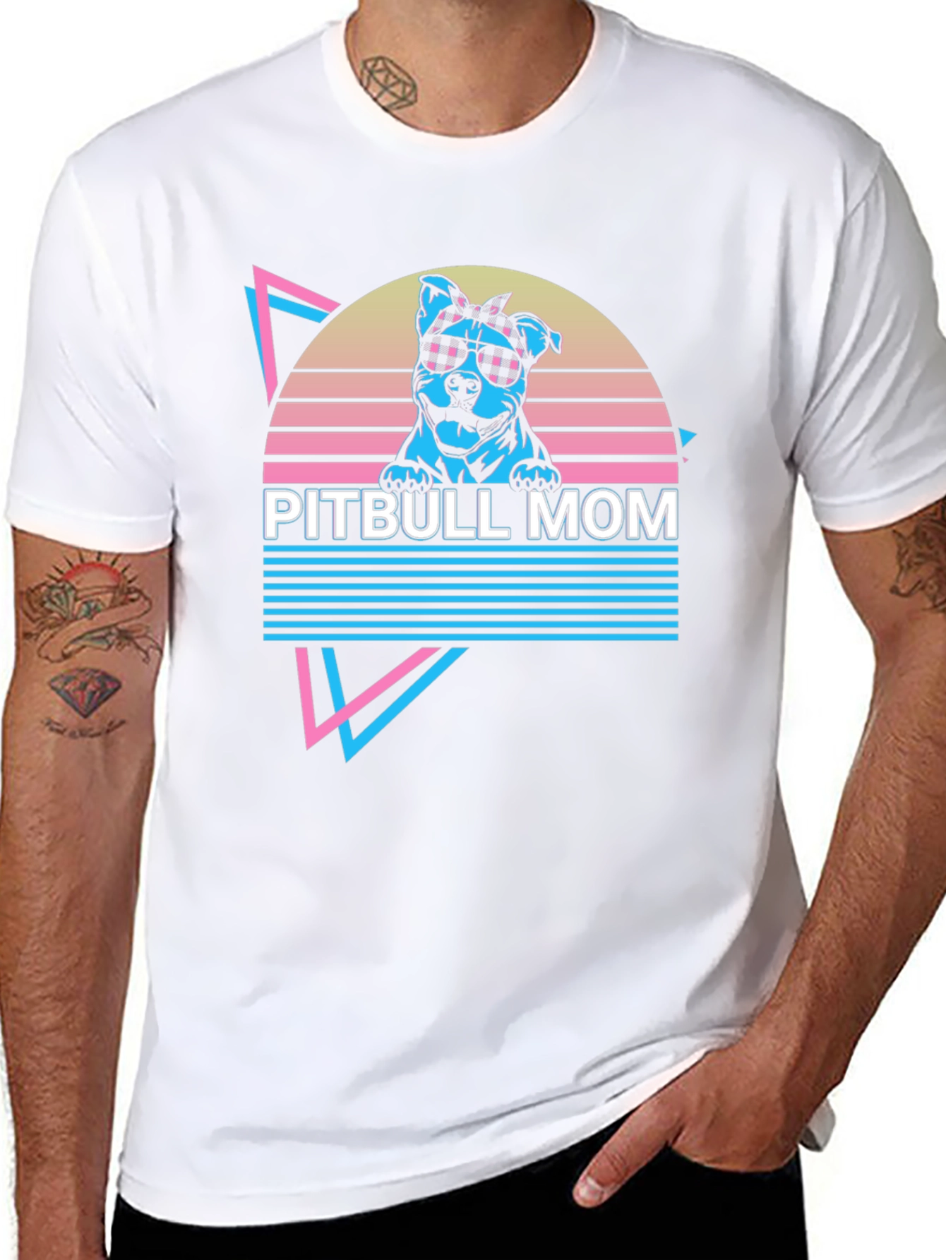 Pitbull Mom Graphic Tee - Retro 80s Style