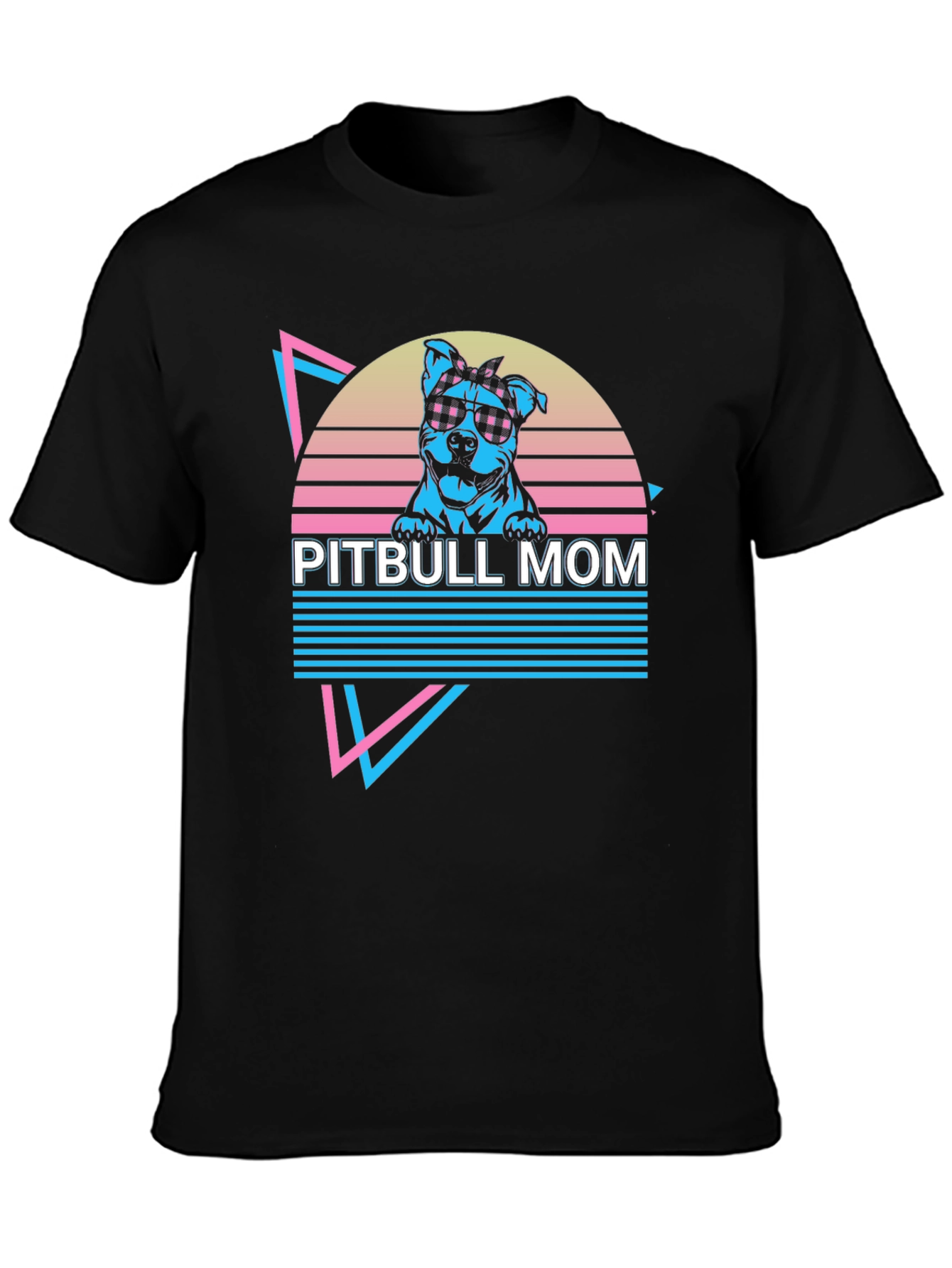 Pitbull Mom Graphic Tee - Retro 80s Style