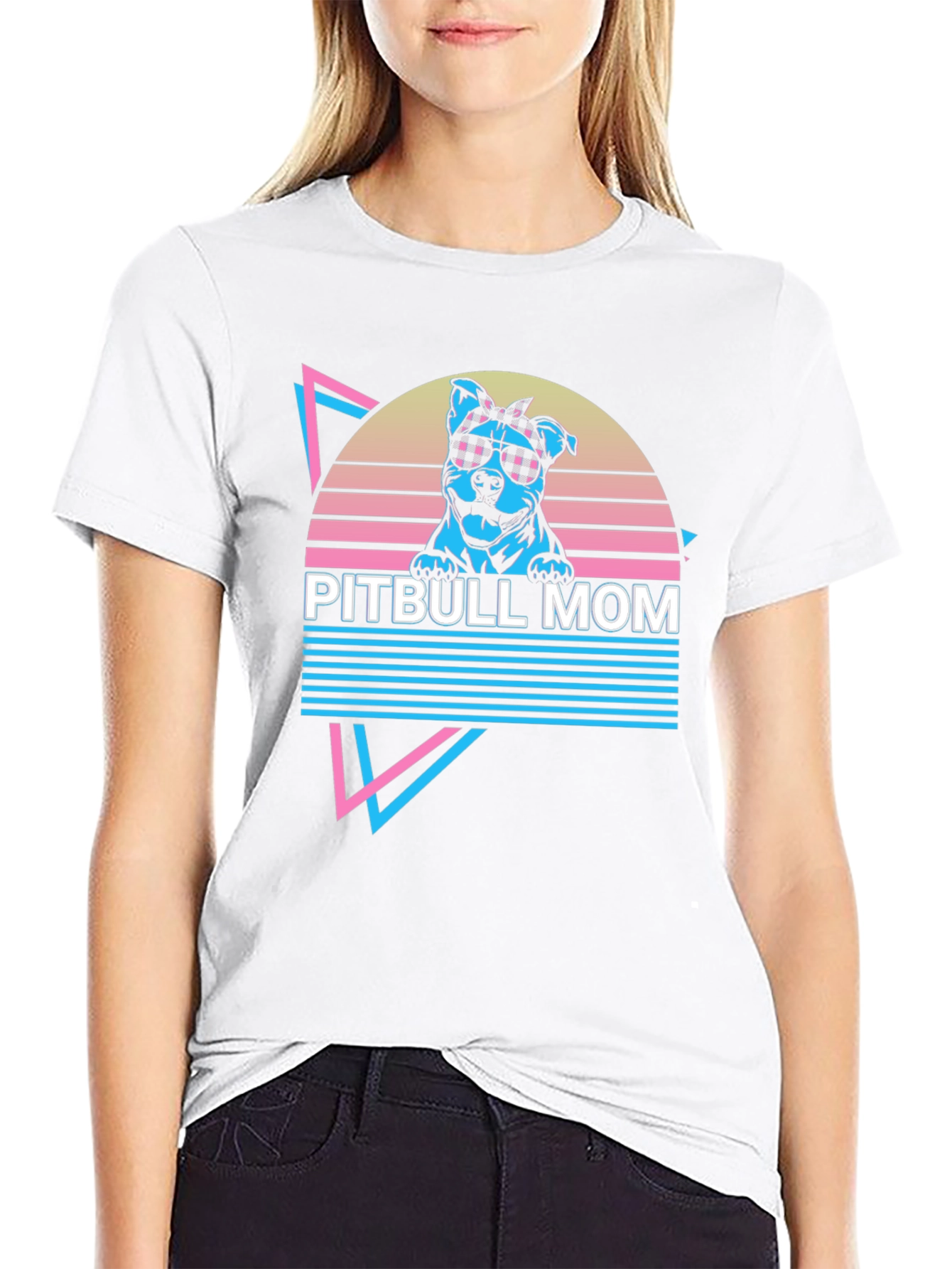 Pitbull Mom Graphic Tee - Retro 80s Style