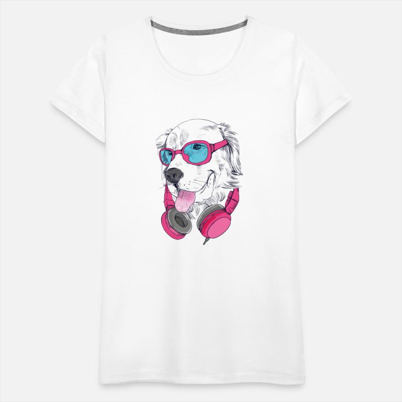 Golden Retriever Dog With Sunglasses And Headphone