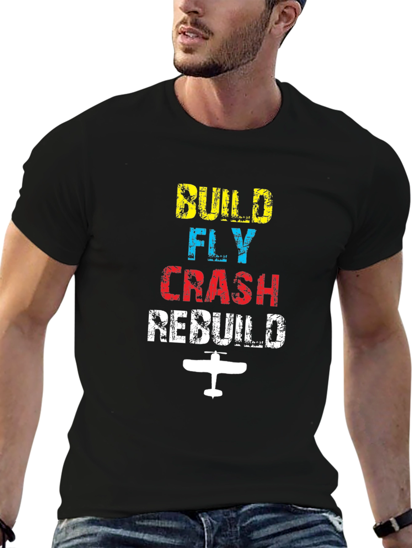 Build Fly Crash Rebuild Plane T-Shirt