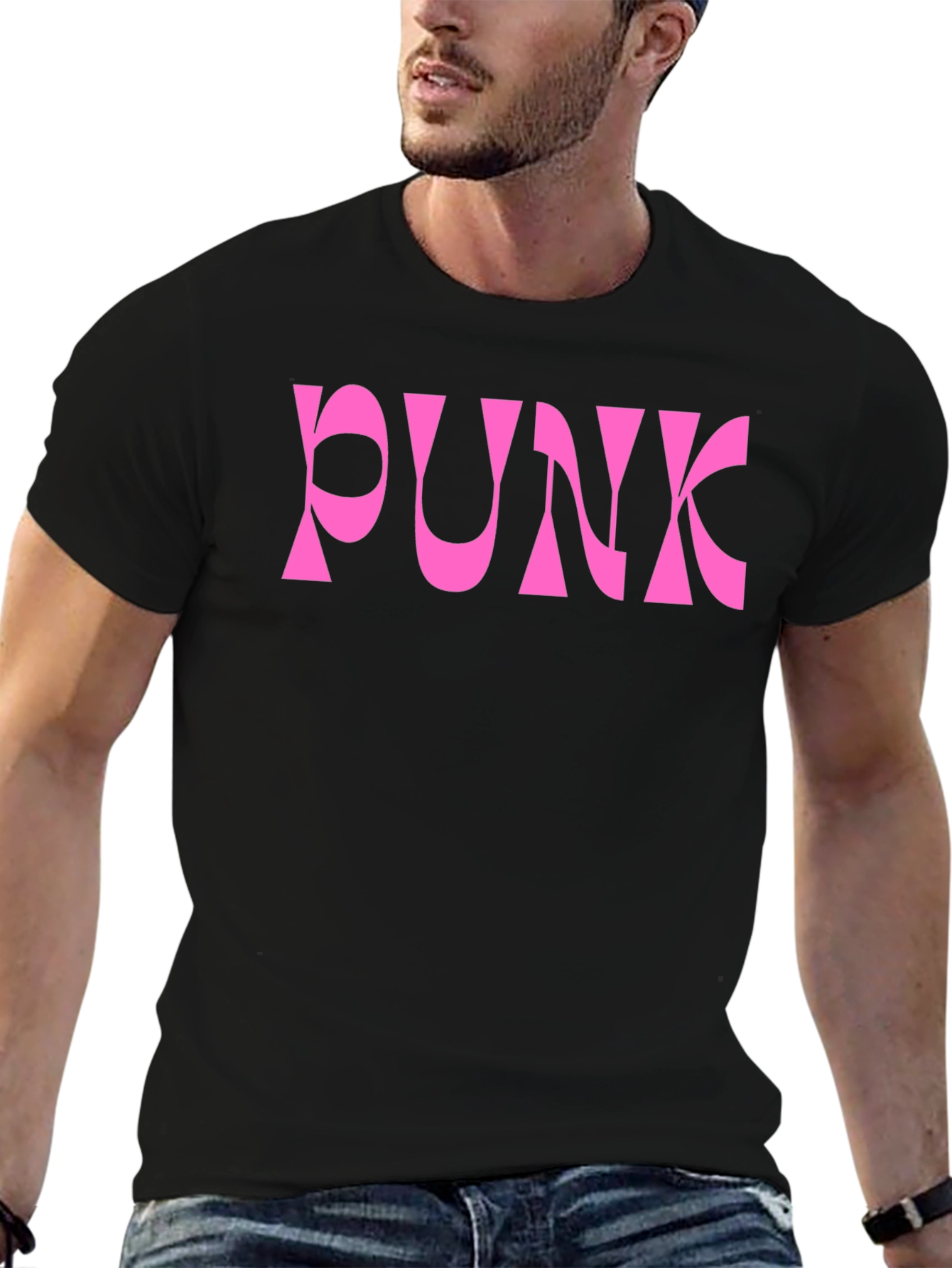 Pink Punk Graphic Black T-Shirt