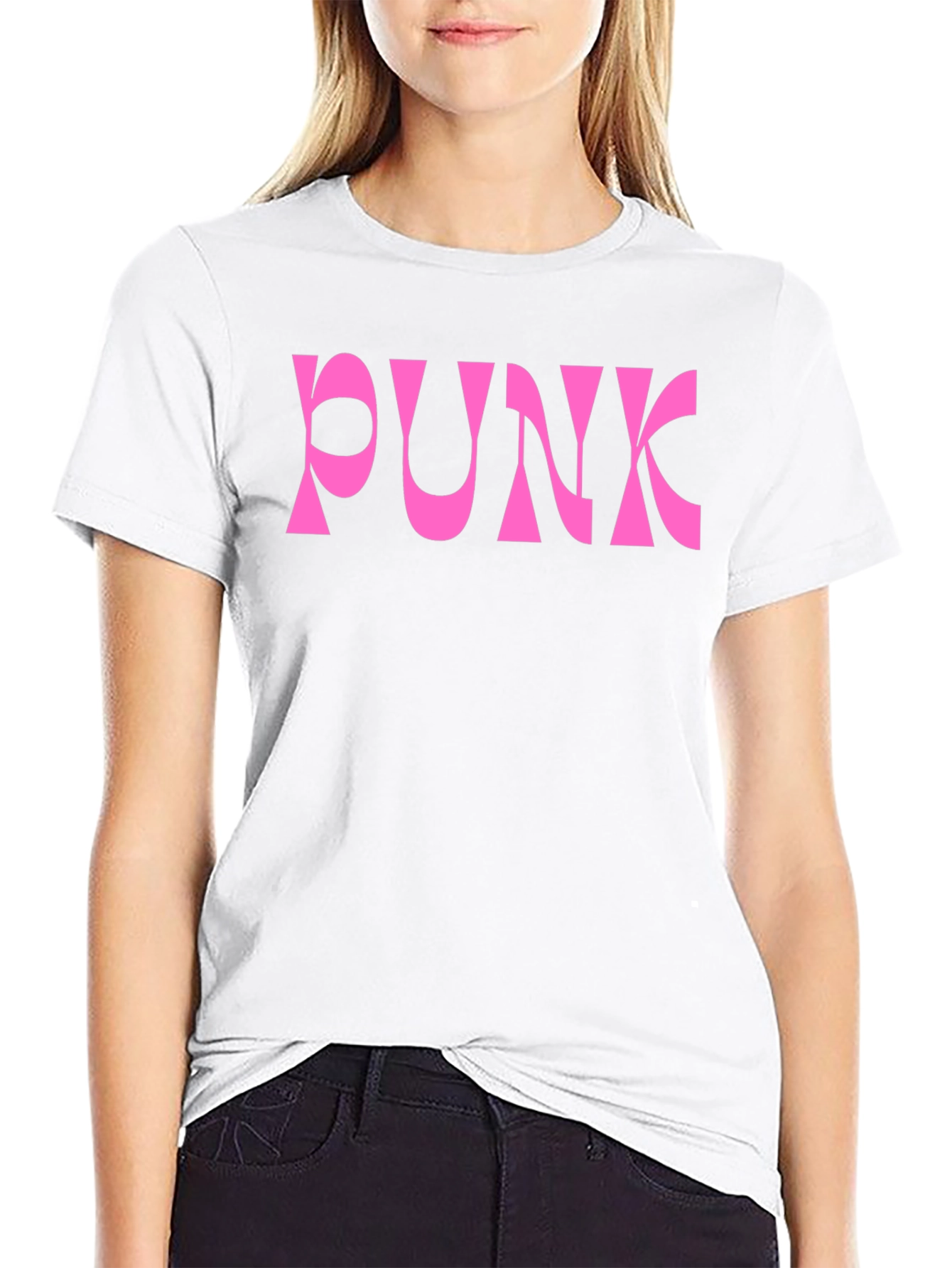 Pink Punk Graphic Black T-Shirt