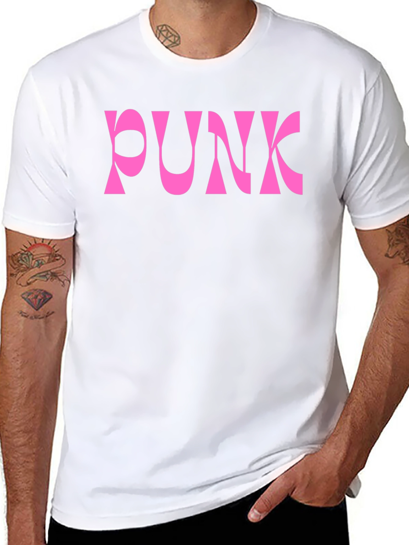 Pink Punk Graphic Black T-Shirt