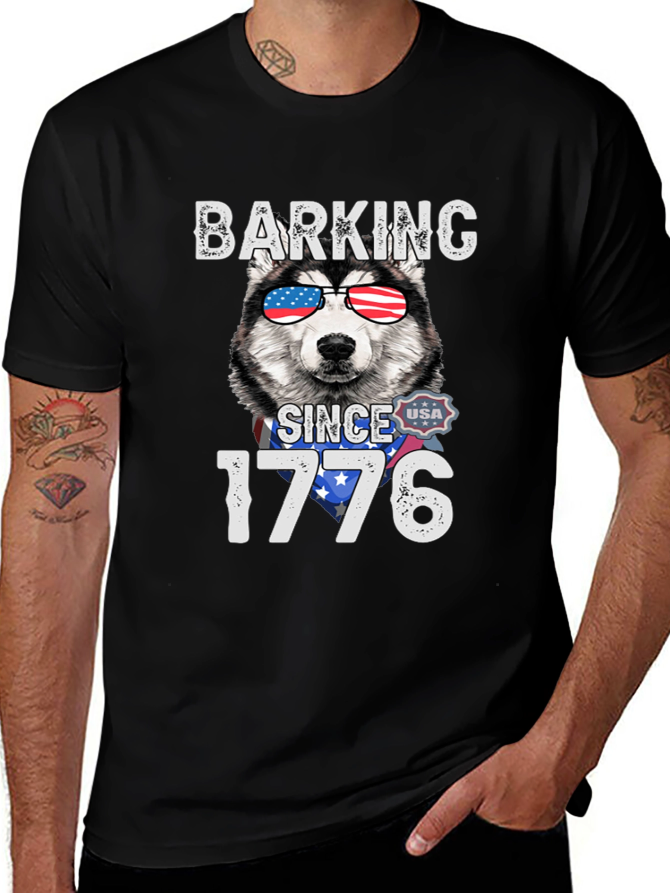 Barking Since 1776 Patriotic Dog T-Shirt