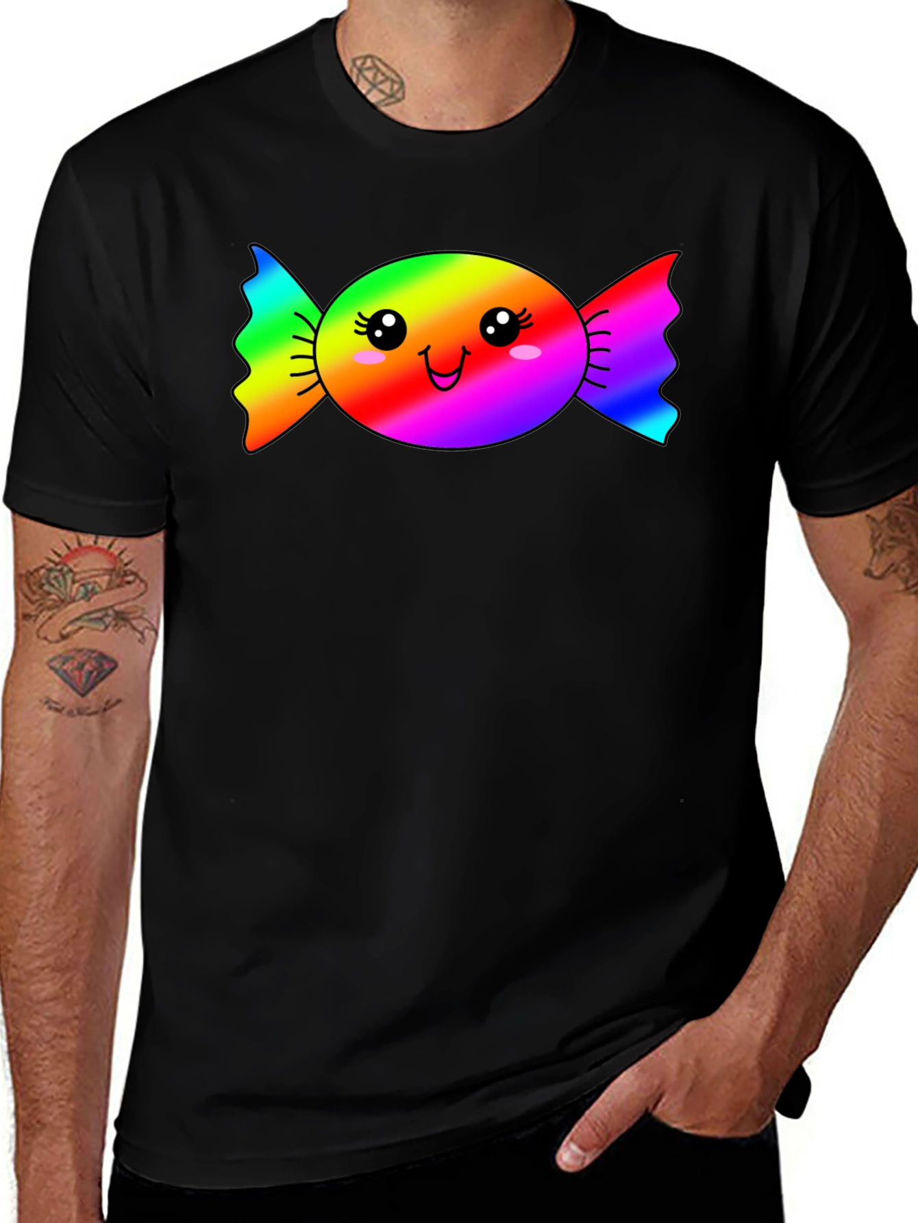 Rainbow Candy Face Graphic T-Shirt