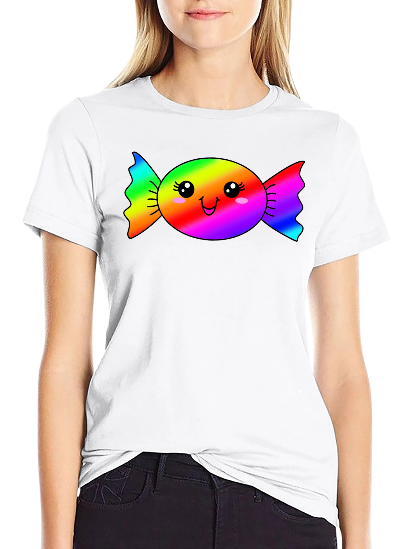 Rainbow Candy Face Graphic T-Shirt