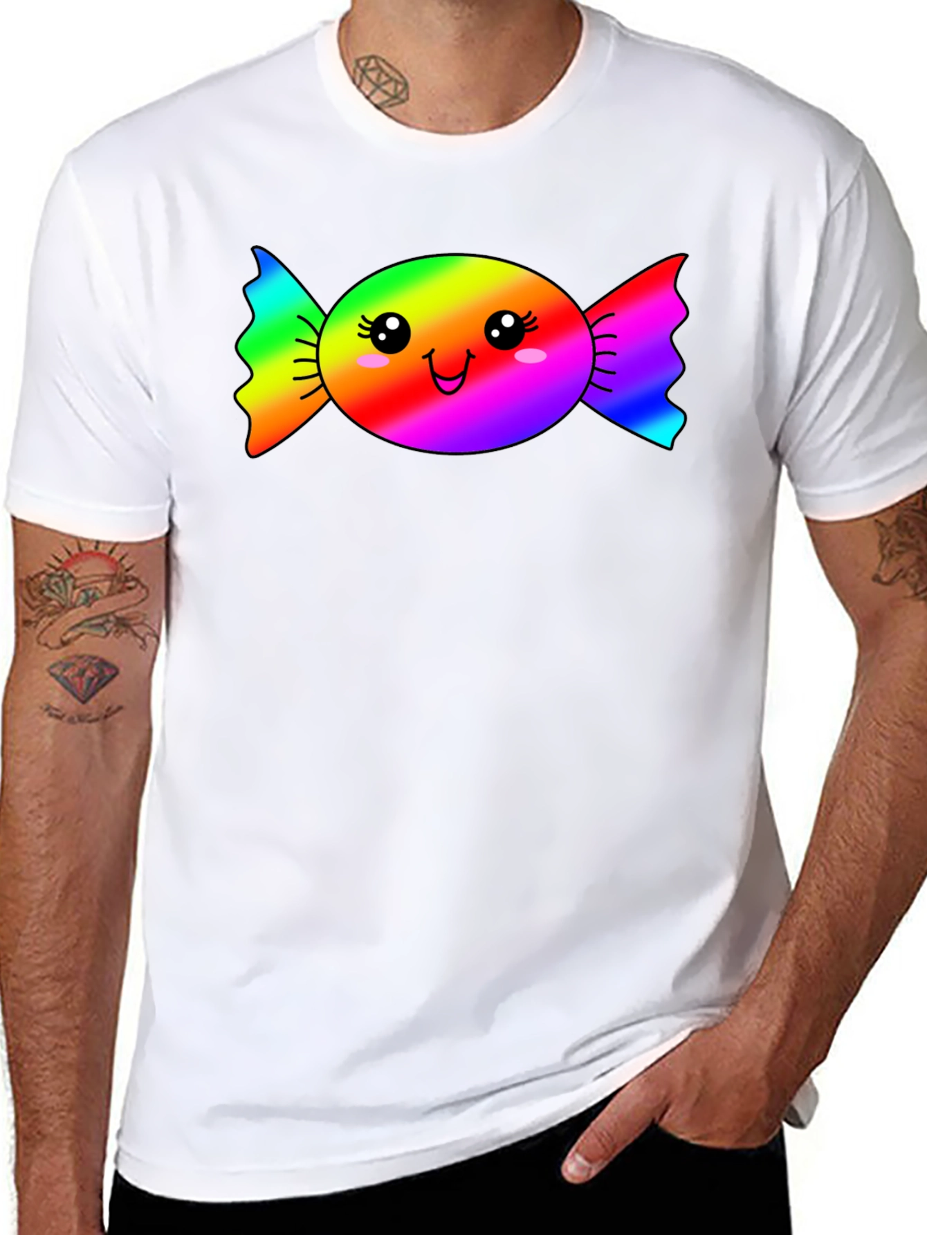 Rainbow Candy Face Graphic T-Shirt