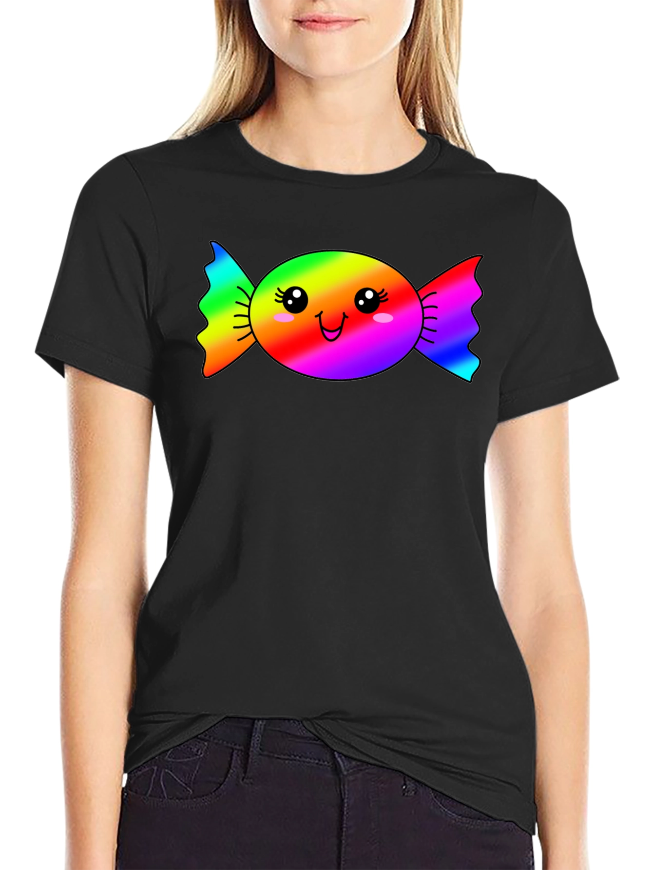 Rainbow Candy Face Graphic T-Shirt