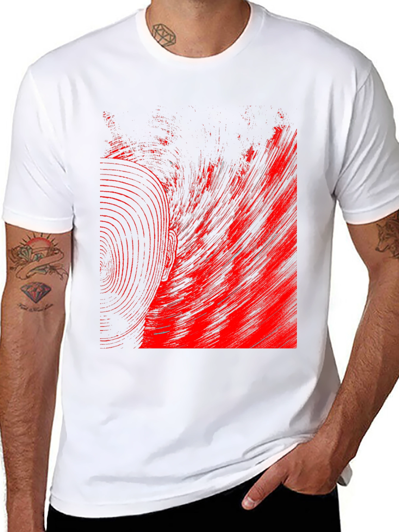 Abstract Red & Black Graphic Tee