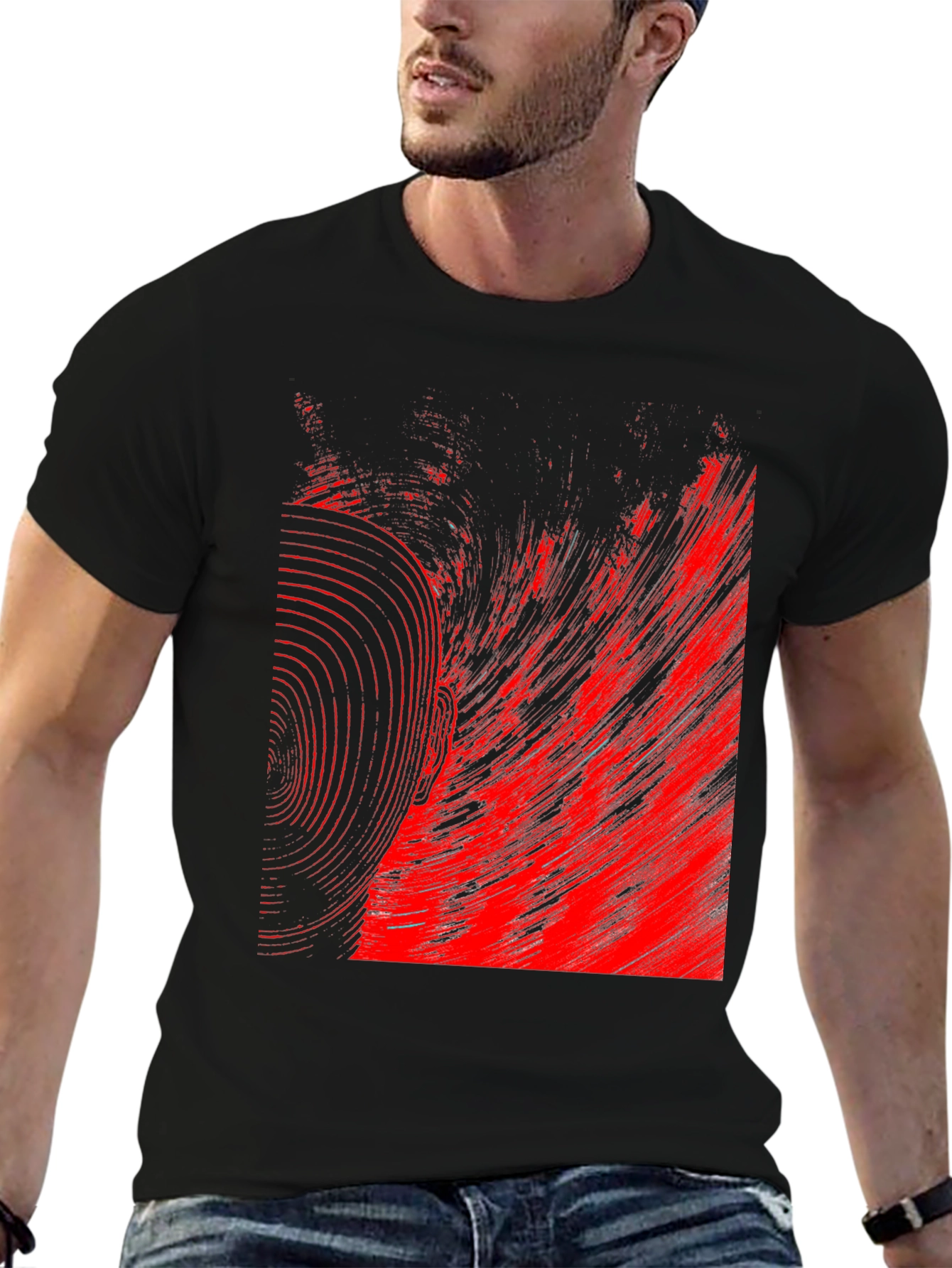 Abstract Red & Black Graphic Tee