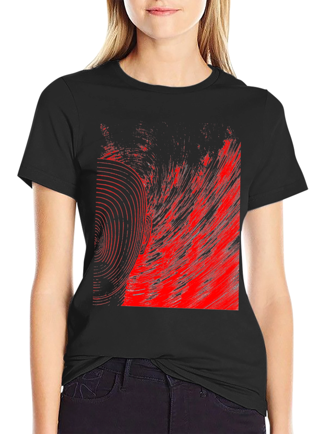 Abstract Red & Black Graphic Tee