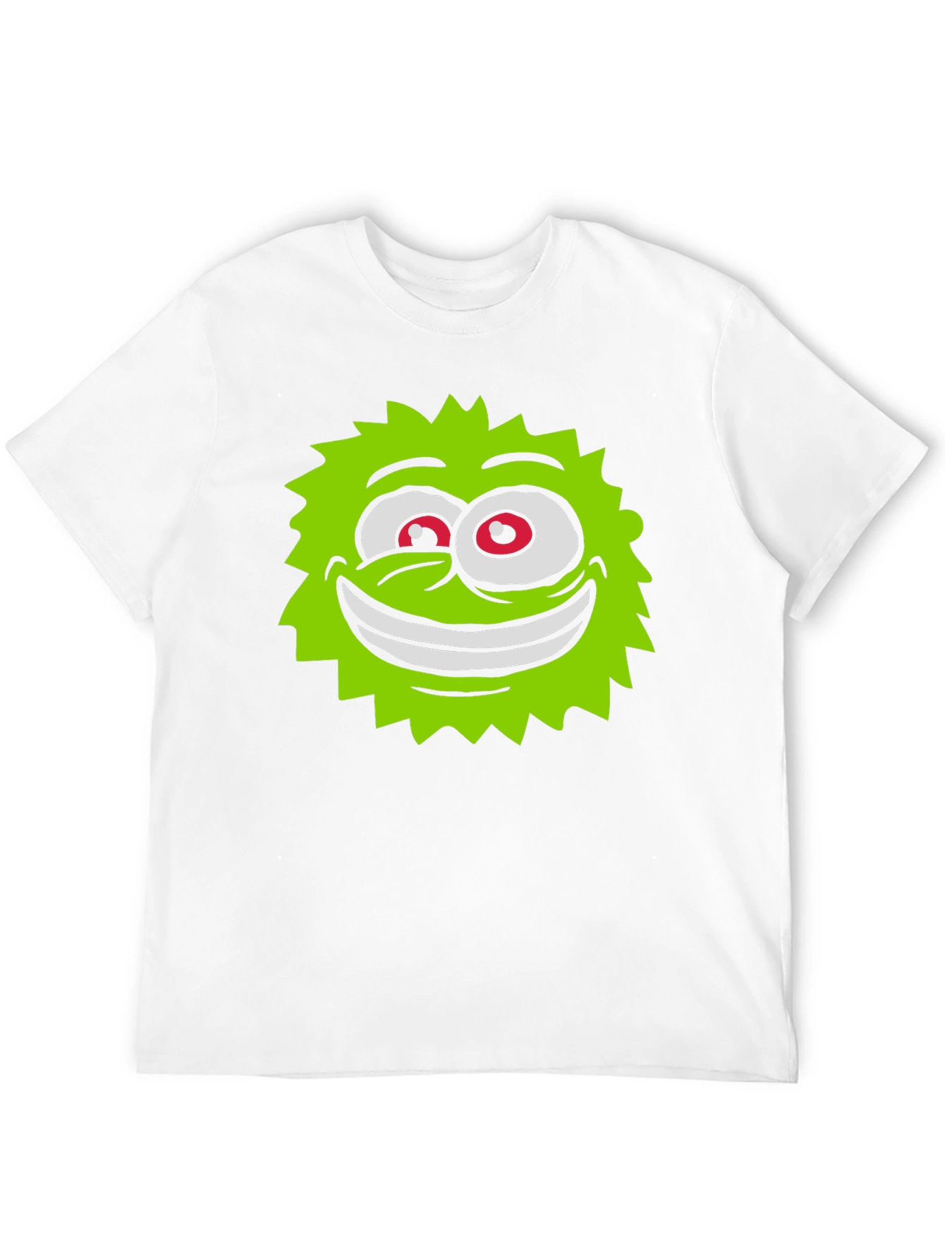 Funny Green Monster Face Black T-Shirt