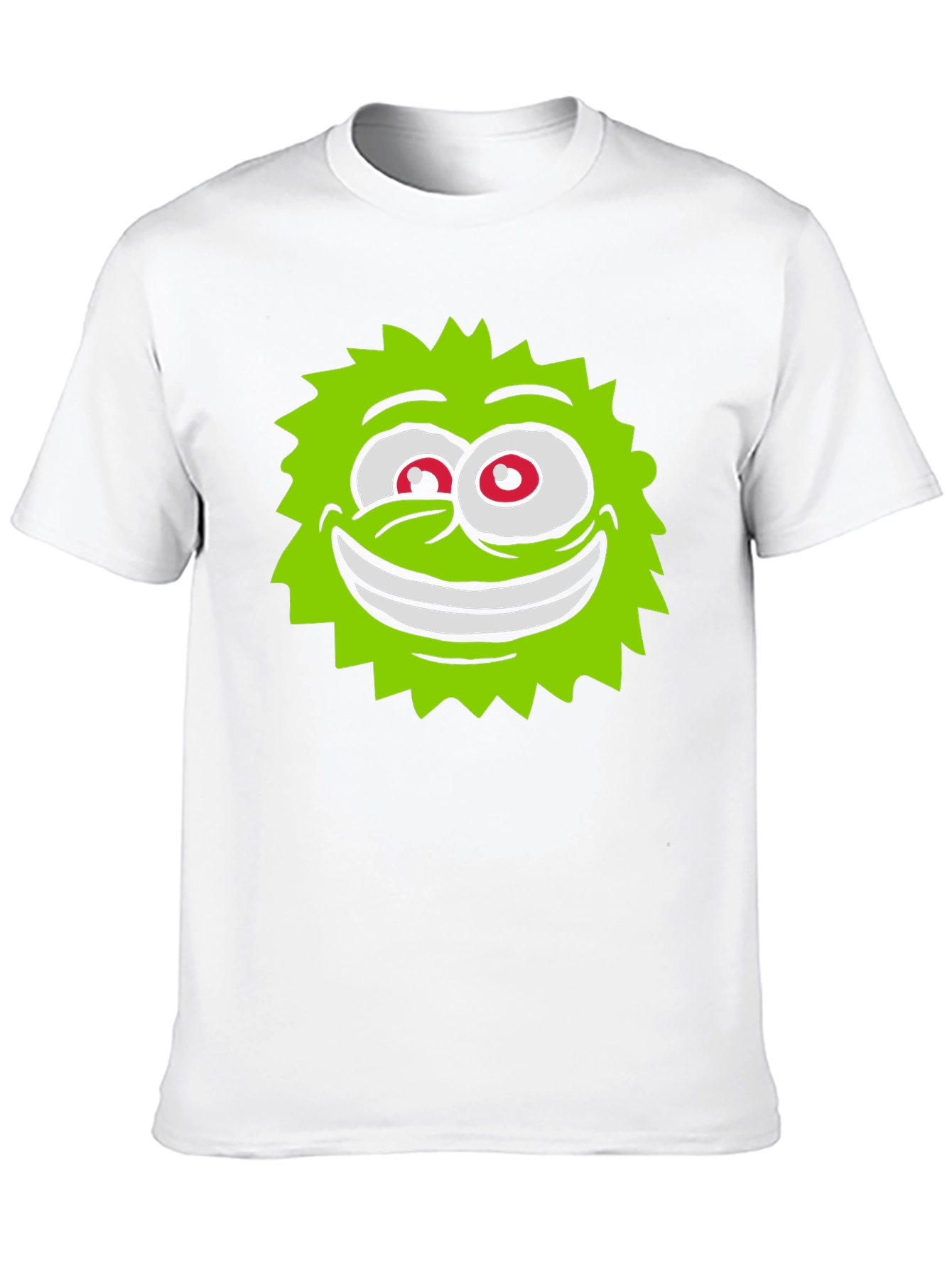Funny Green Monster Face Black T-Shirt