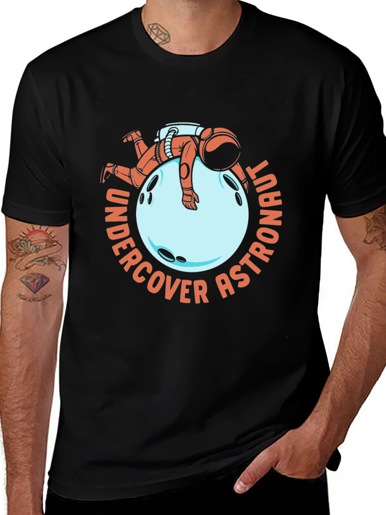 Undercover Astronaut Black T-Shirt Novelty Space Tee
