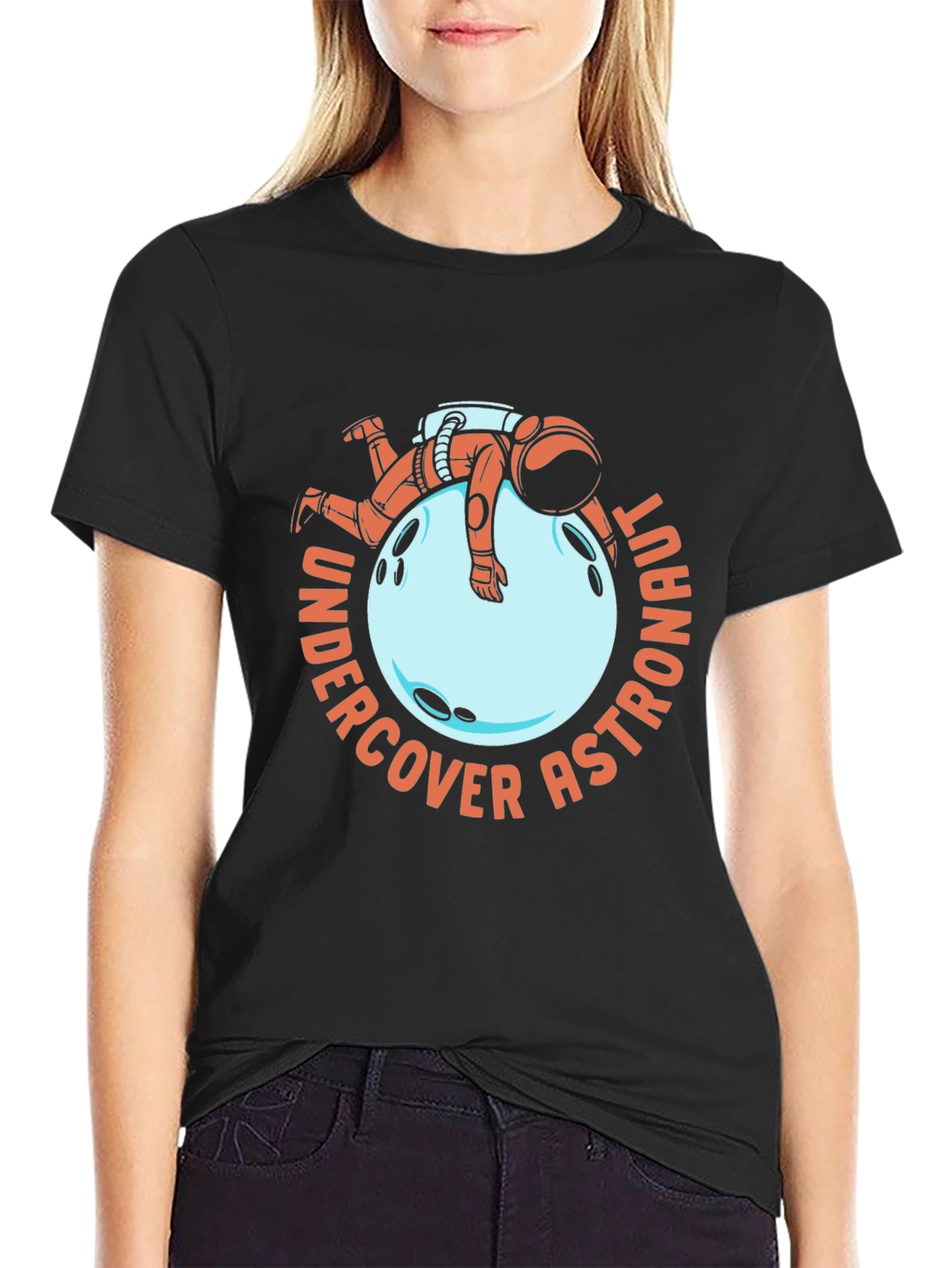 Undercover Astronaut Black T-Shirt Novelty Space Tee