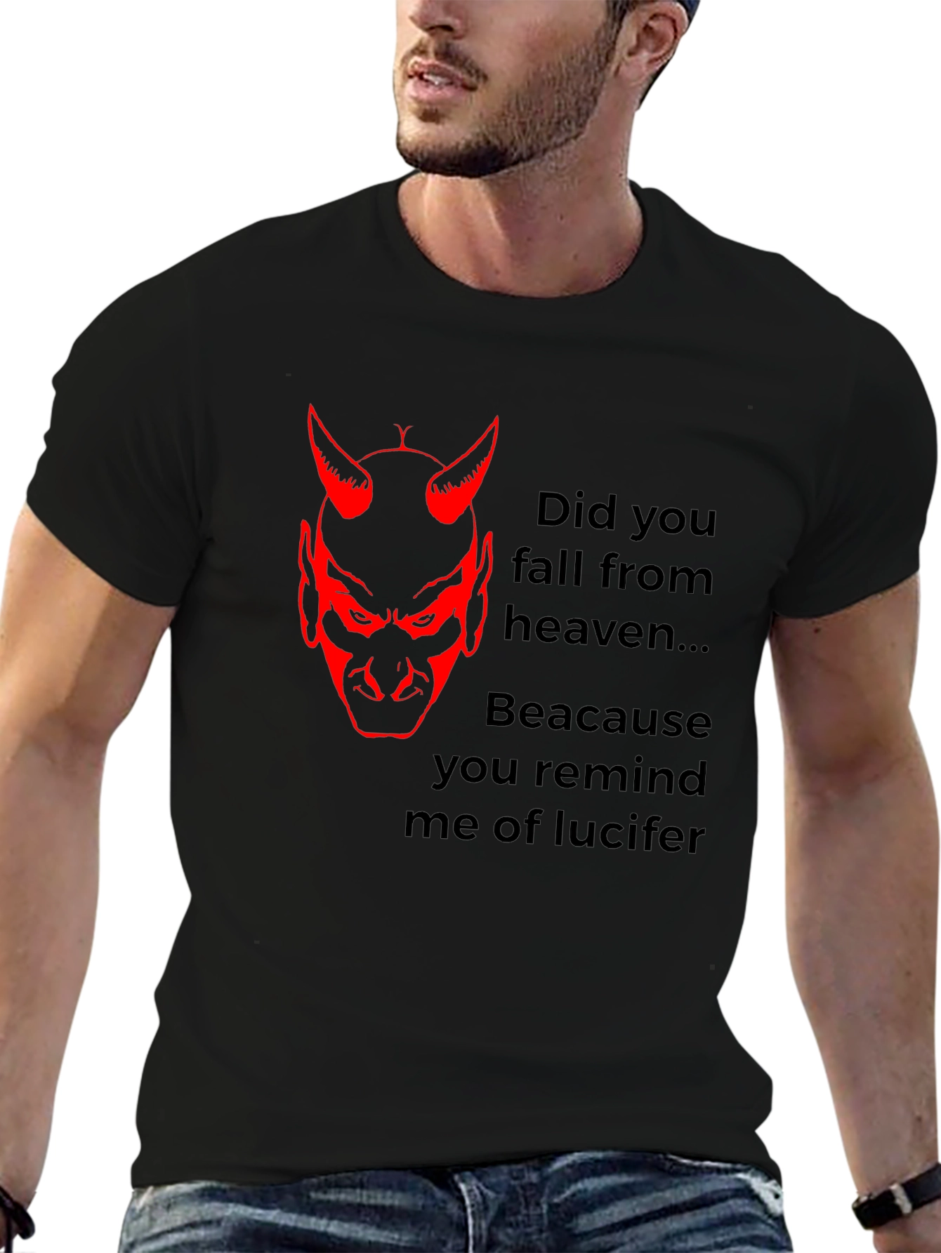 Devil Lucifer Graphic Print Tee for Men