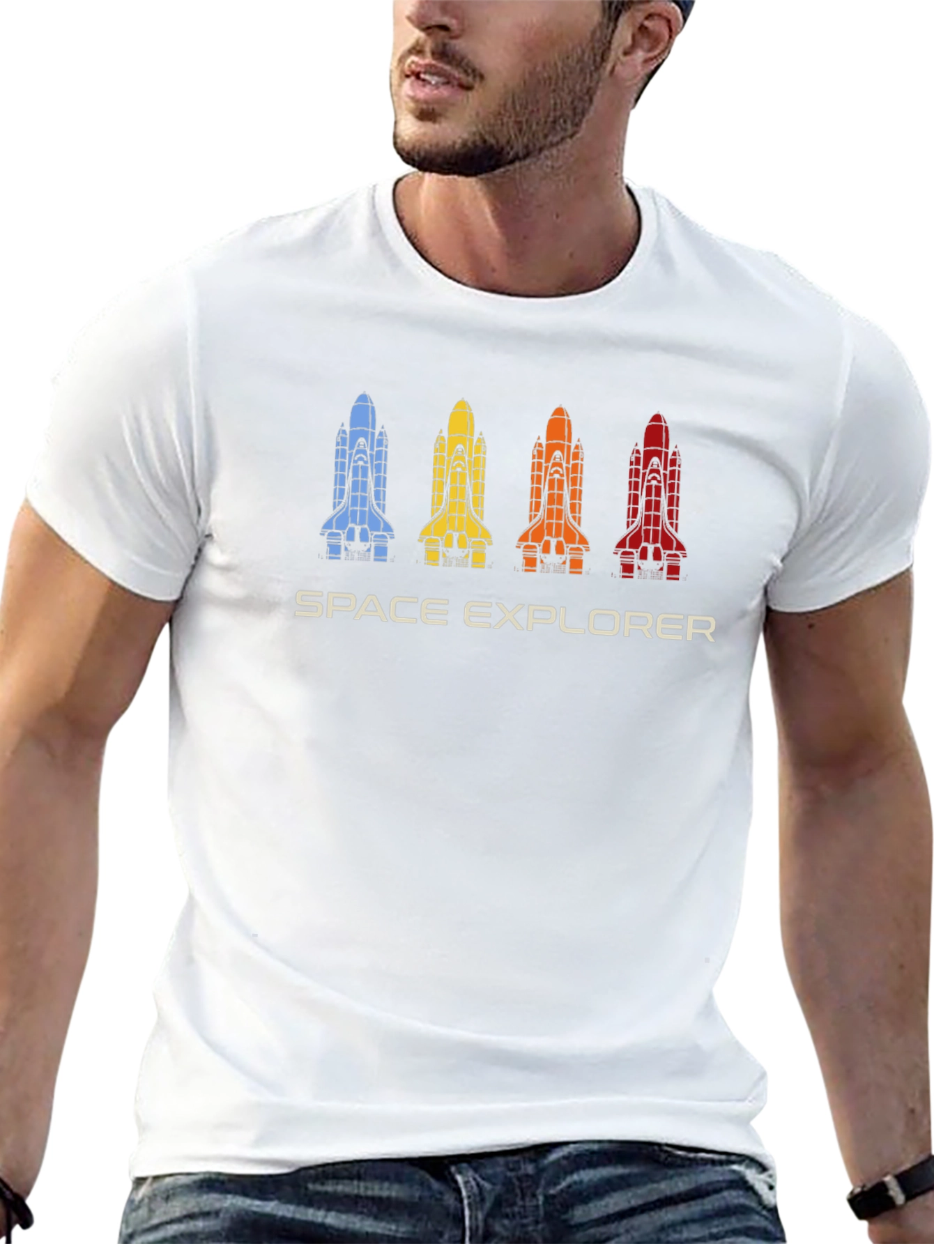 Space Explorer Retro Shuttle Graphic T-Shirt