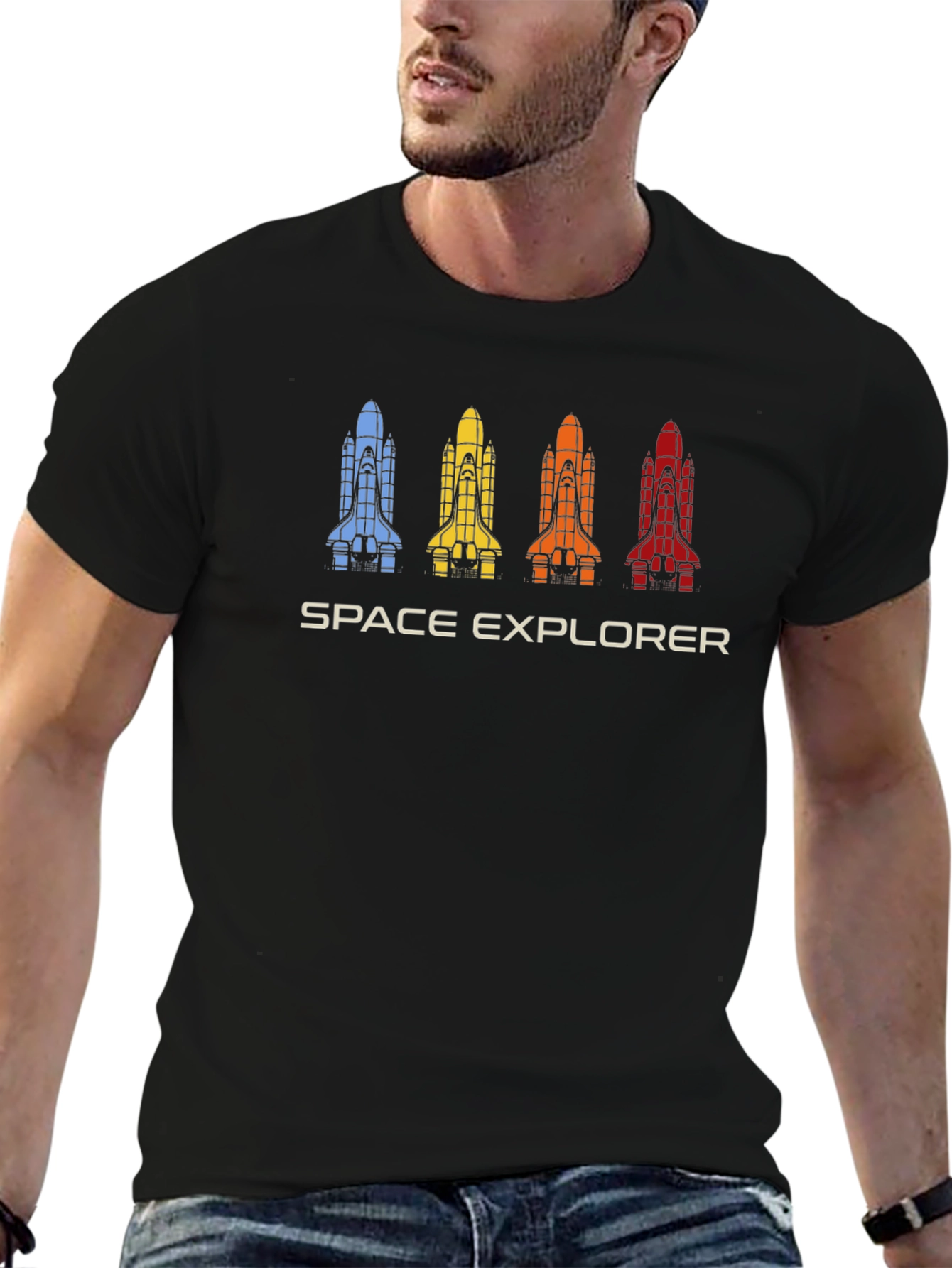 Space Explorer Retro Shuttle Graphic T-Shirt