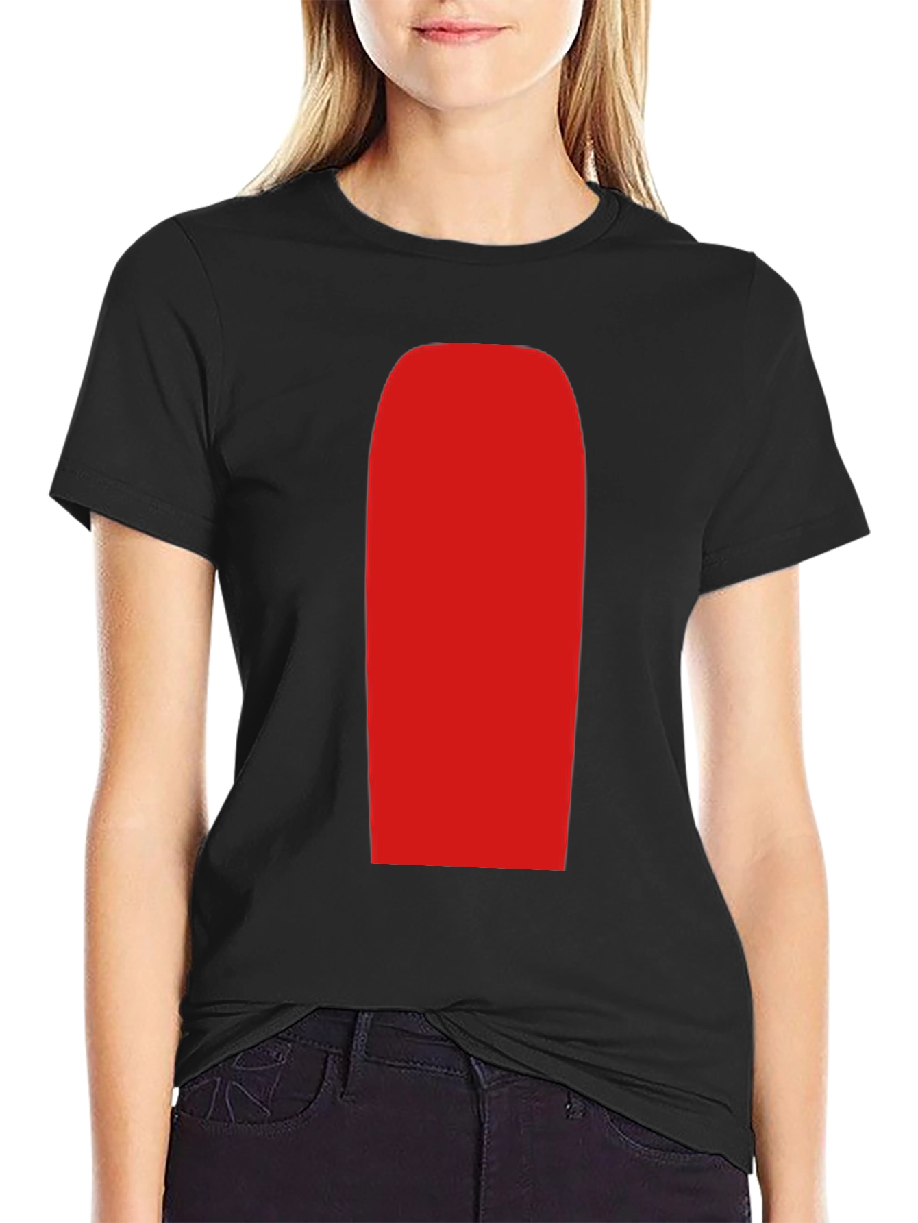 Mens Black T-Shirt with Red Rectangle Graphic