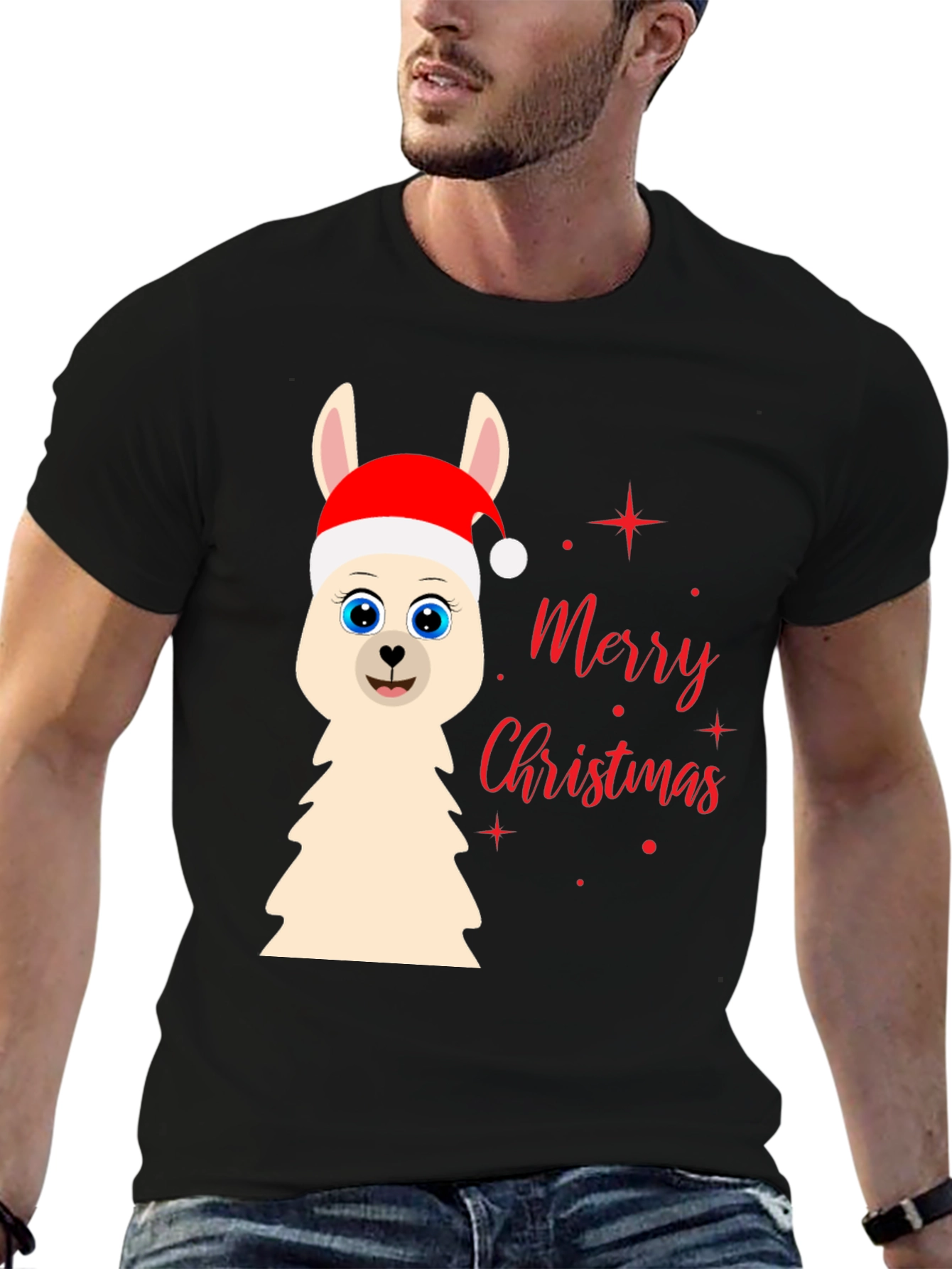 Festive Llama Christmas Graphic Tee