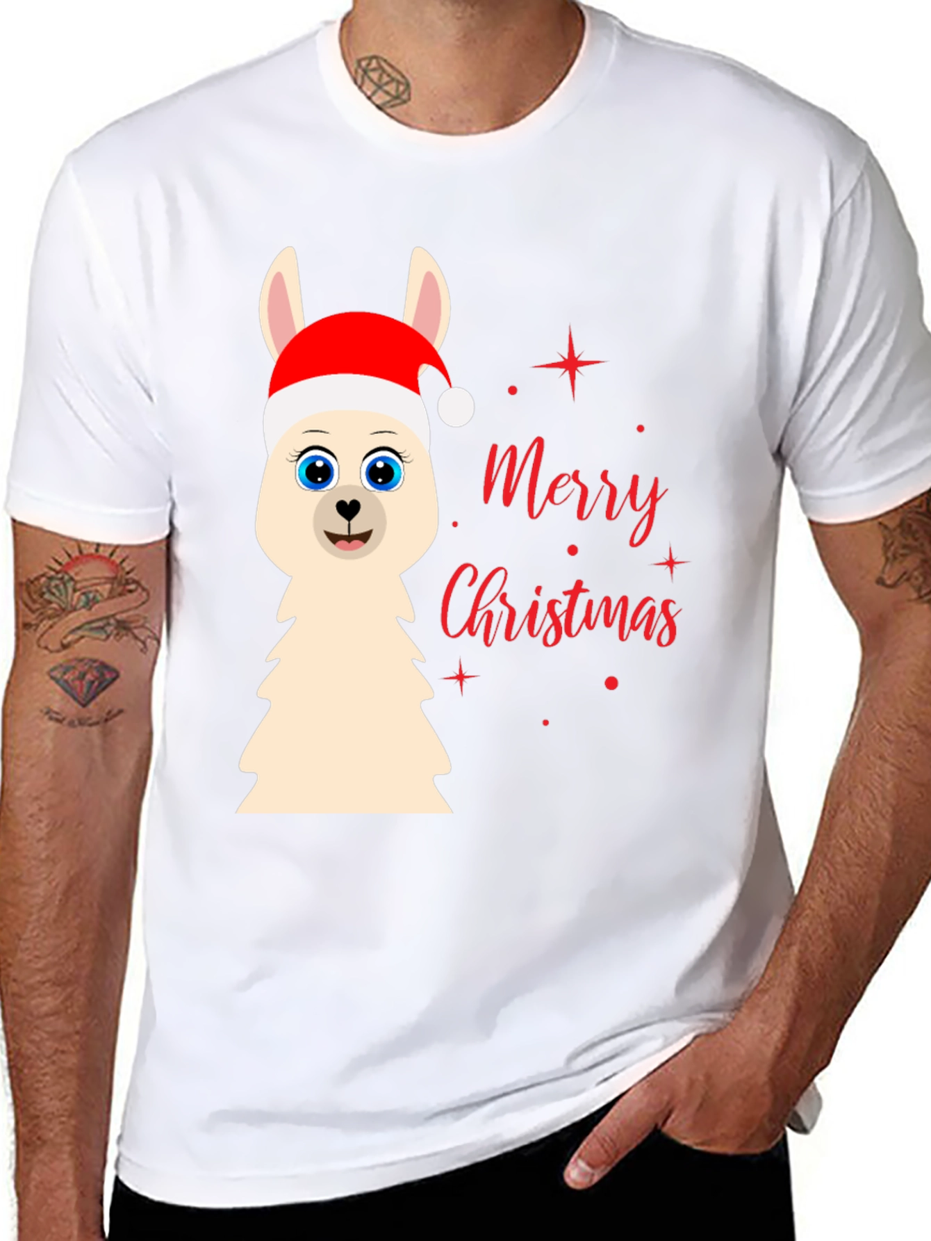 Festive Llama Christmas Graphic Tee