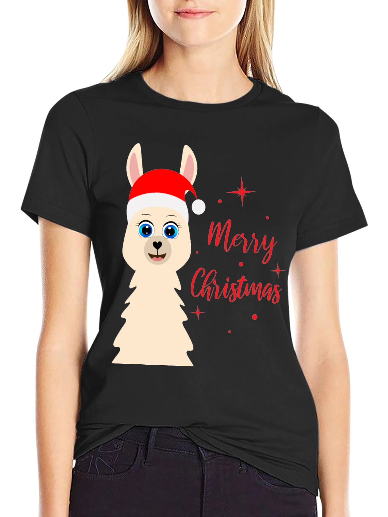 Festive Llama Christmas Graphic Tee