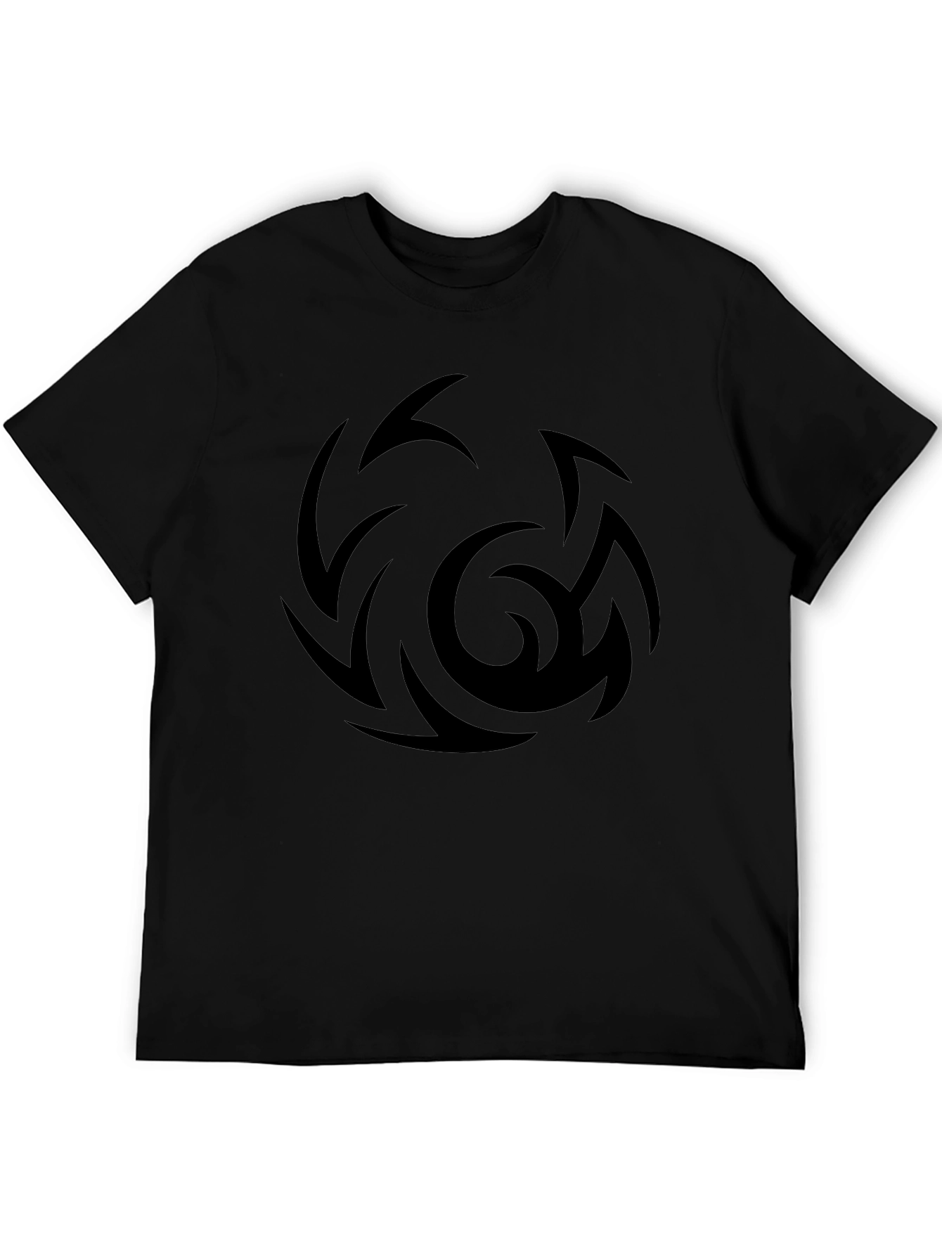 Mens Black Graphic Tee - Abstract Swirl Design