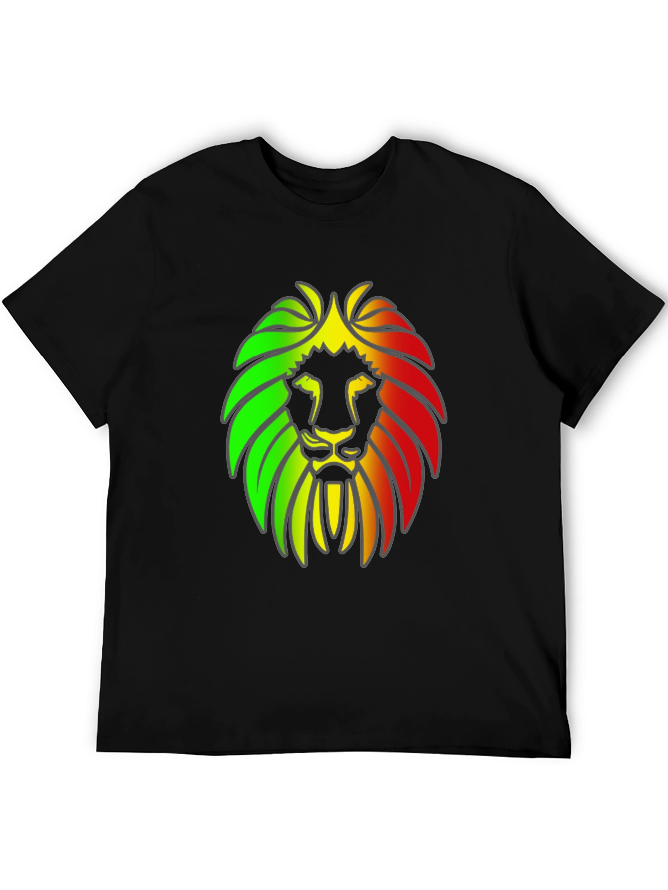 Rasta Lion Head Graphic Print Black T-Shirt