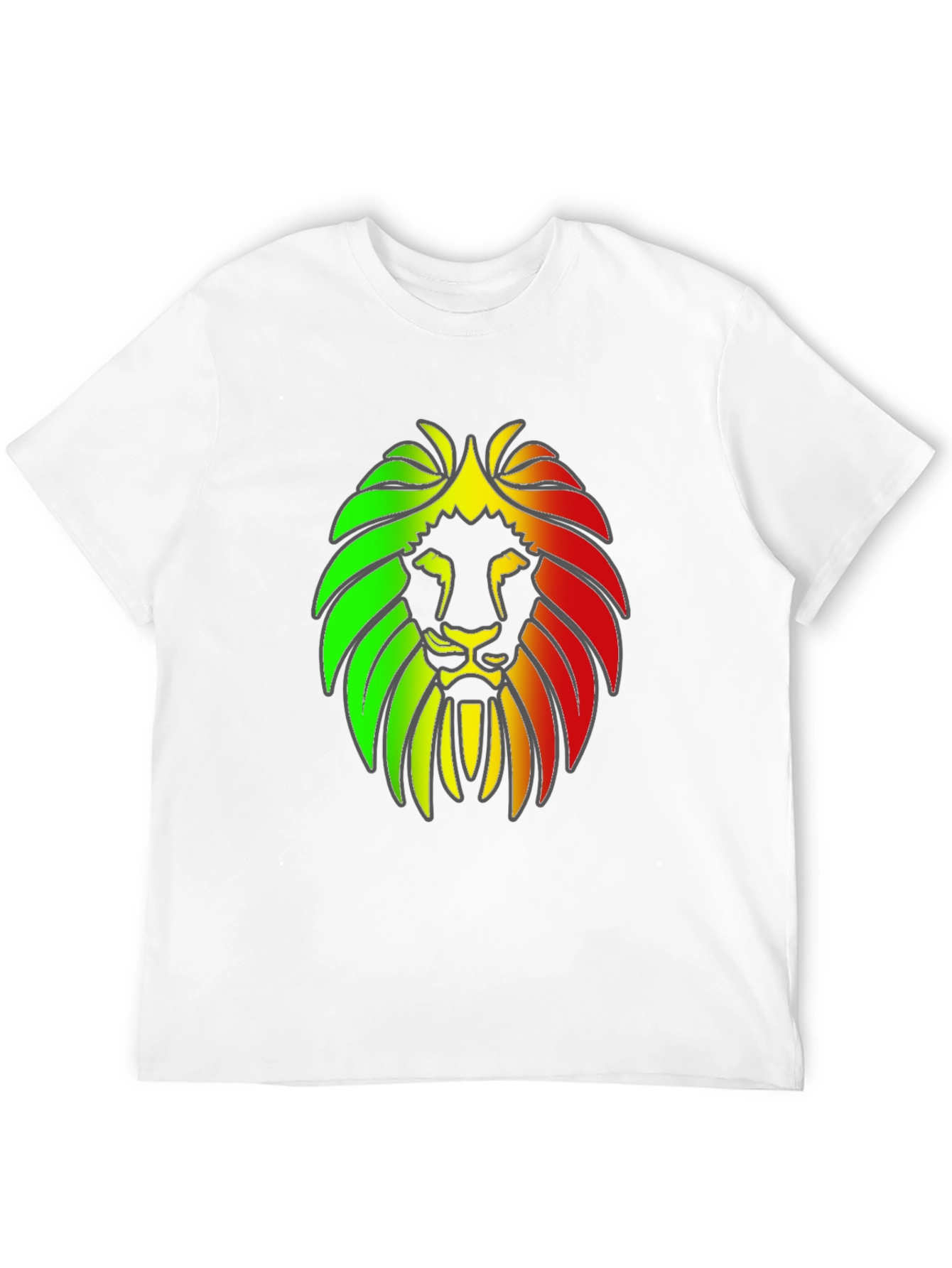 Rasta Lion Head Graphic Print Black T-Shirt
