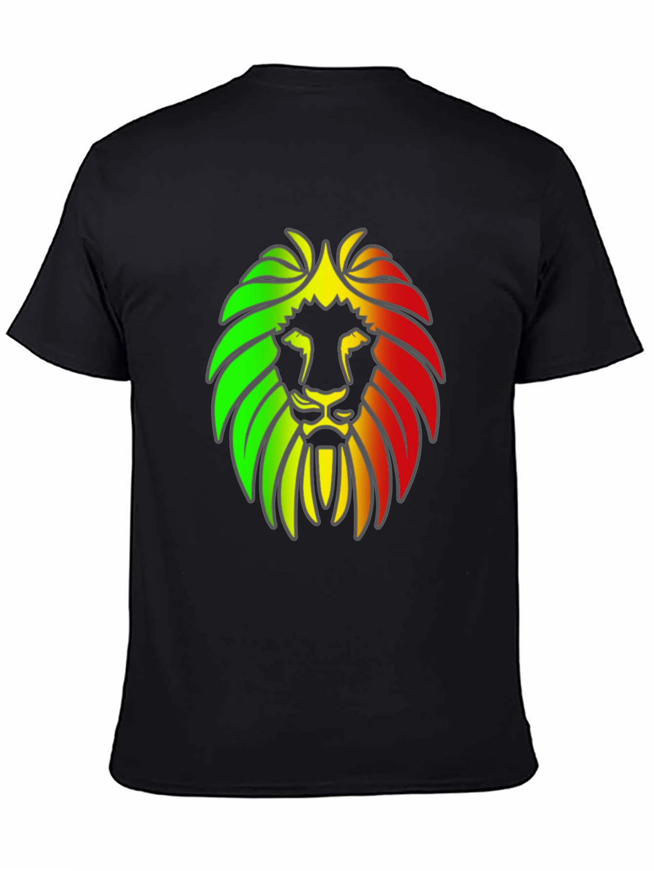 Rasta Lion Head Graphic Print Black T-Shirt