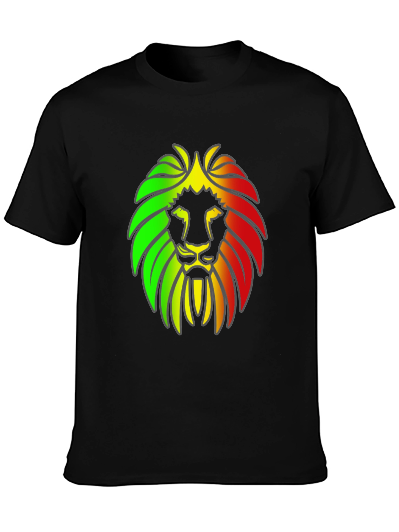 Rasta Lion Head Graphic Print Black T-Shirt