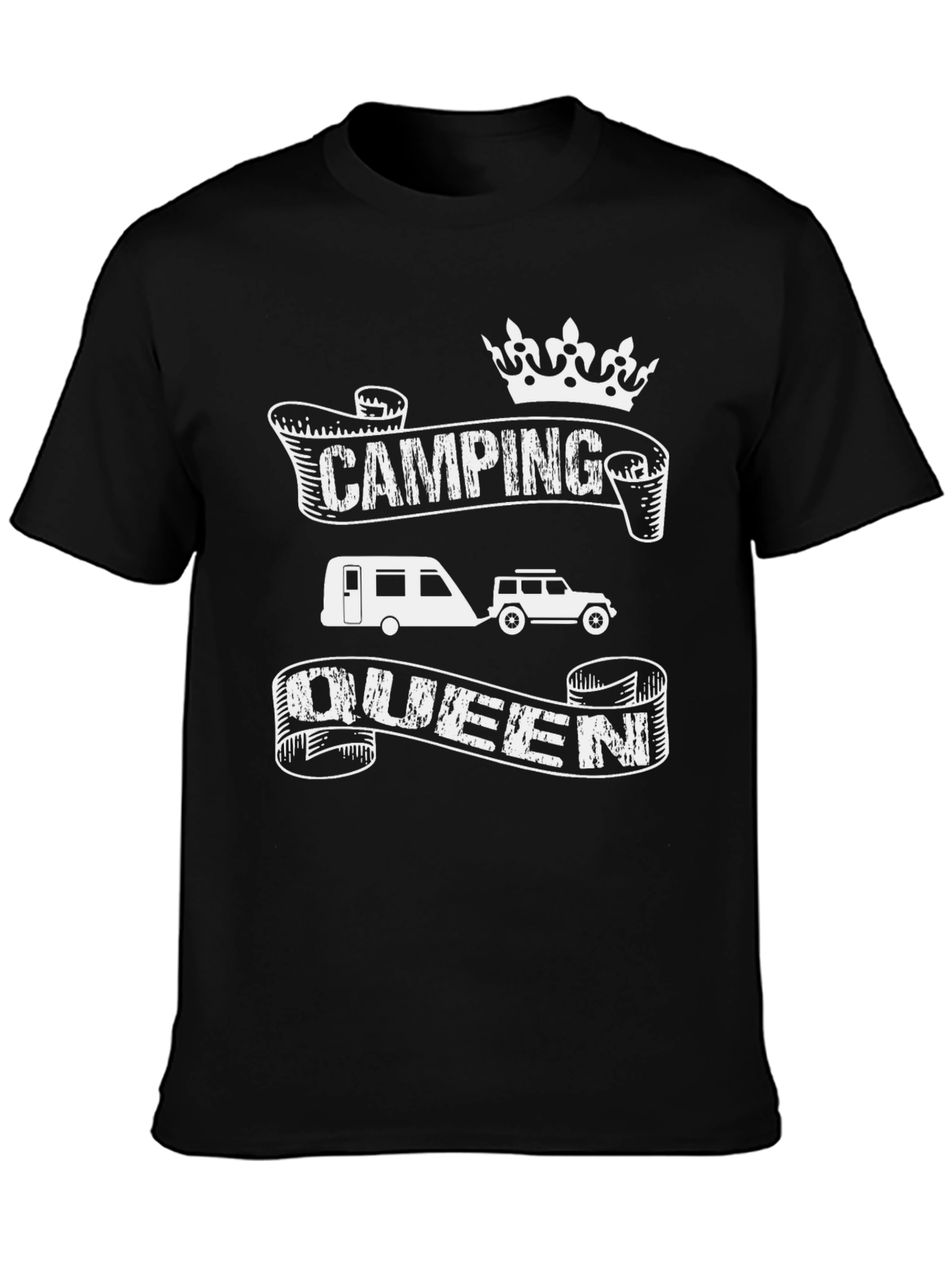Camping Queen Black Graphic T-Shirt