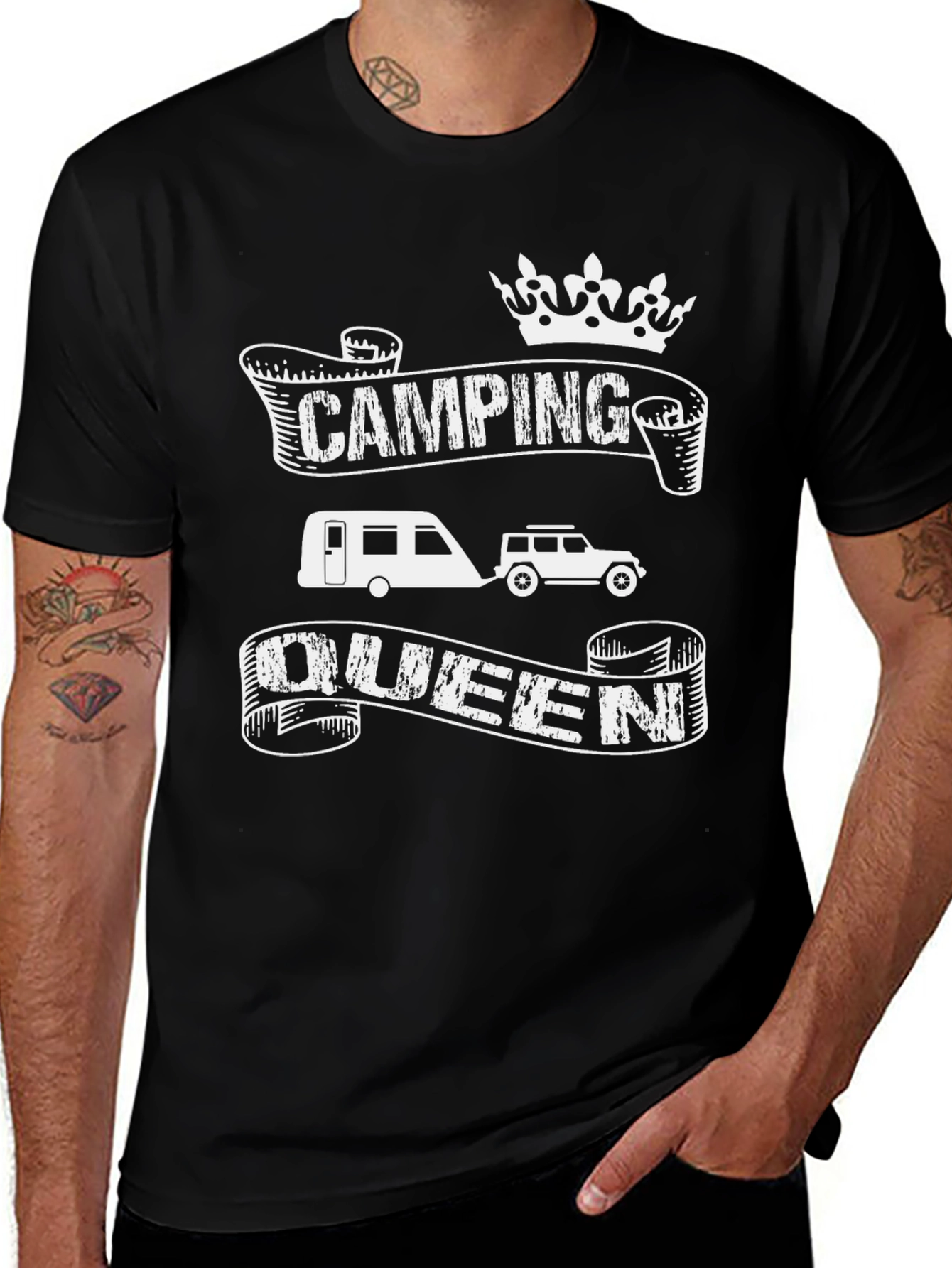 Camping Queen Black Graphic T-Shirt