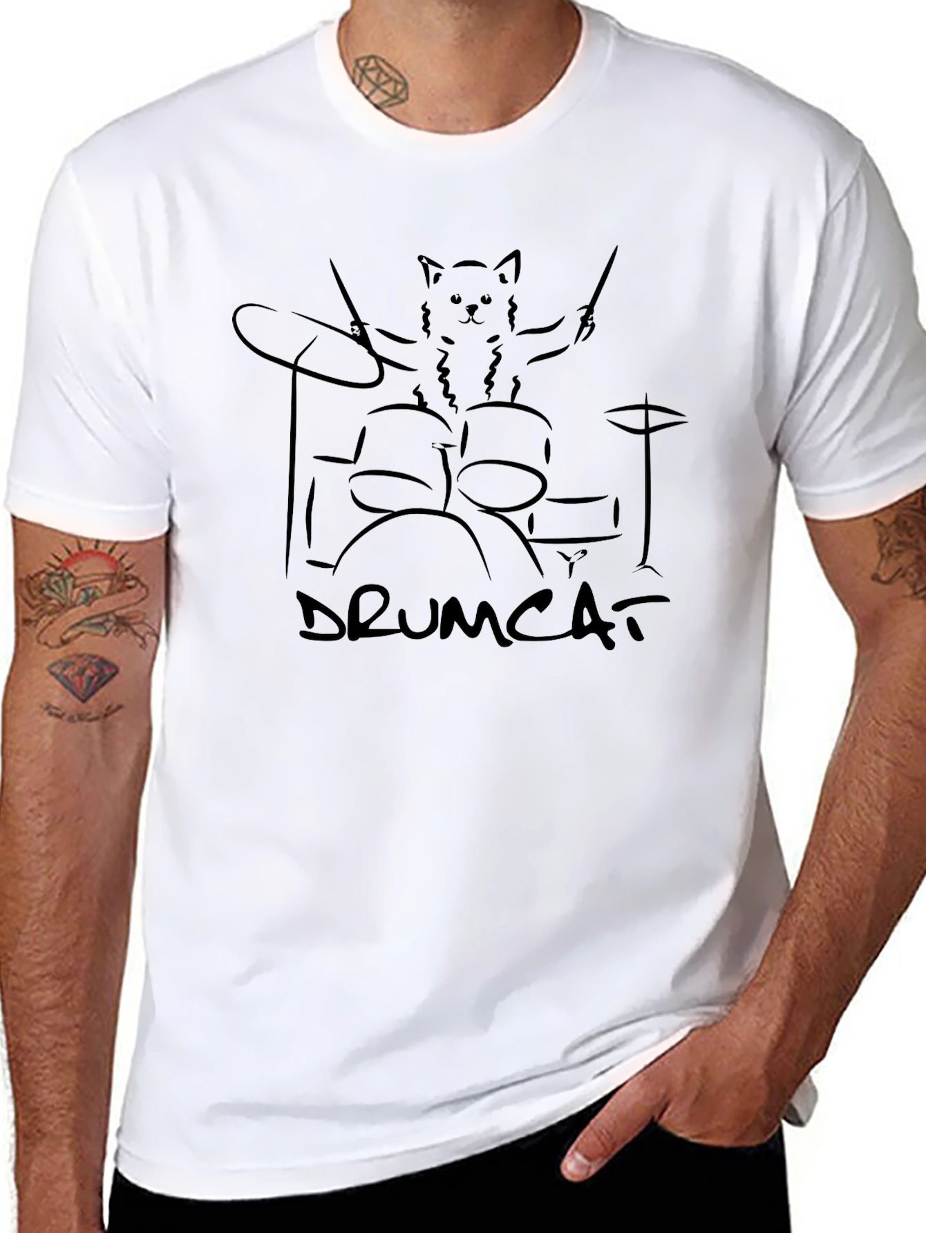Drum Cat T-Shirt - Musician Cat Tee